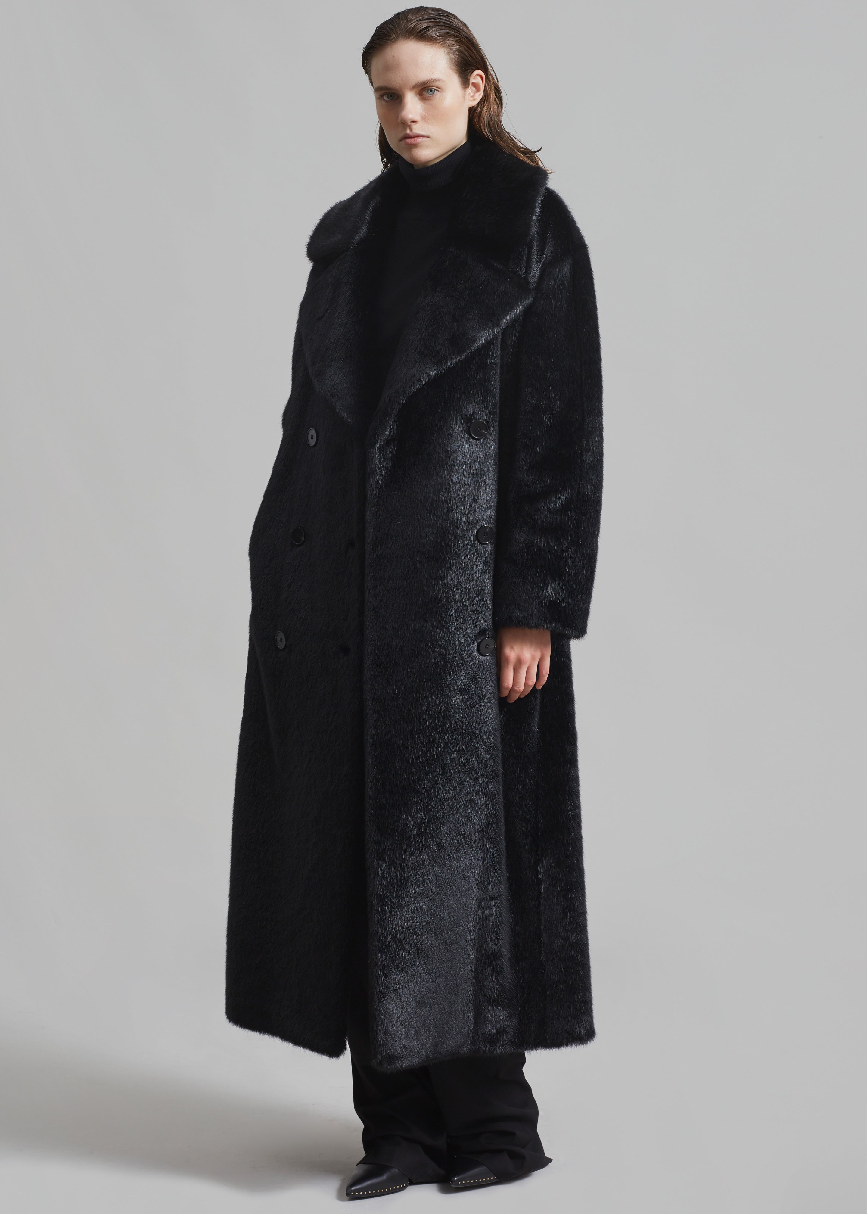 Joni Faux Fur Coat - Black - 5