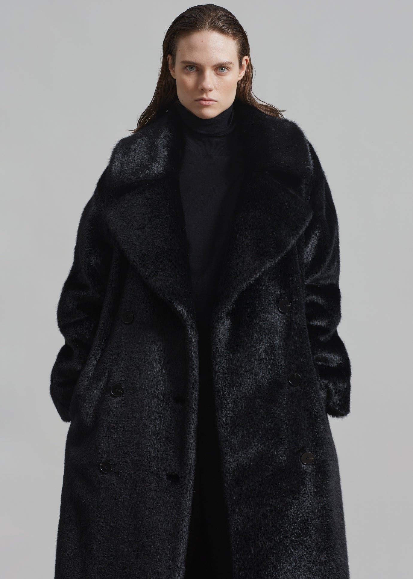 Joni Faux Fur Coat - Black - 1