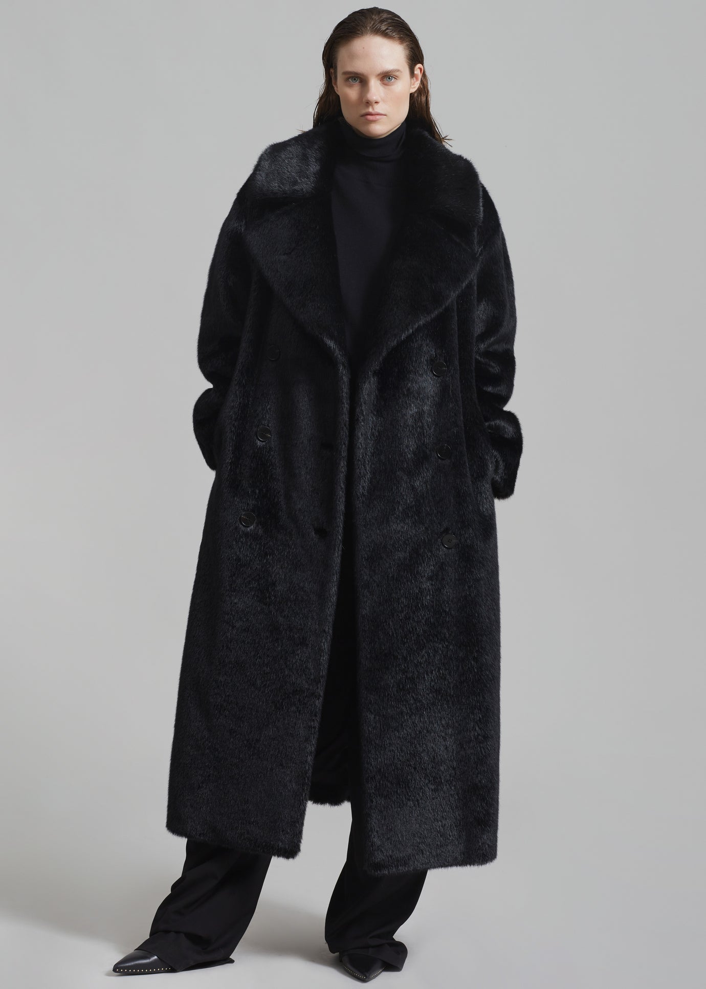 Black Faux Fur Teddy Coat - Laurie & Jules