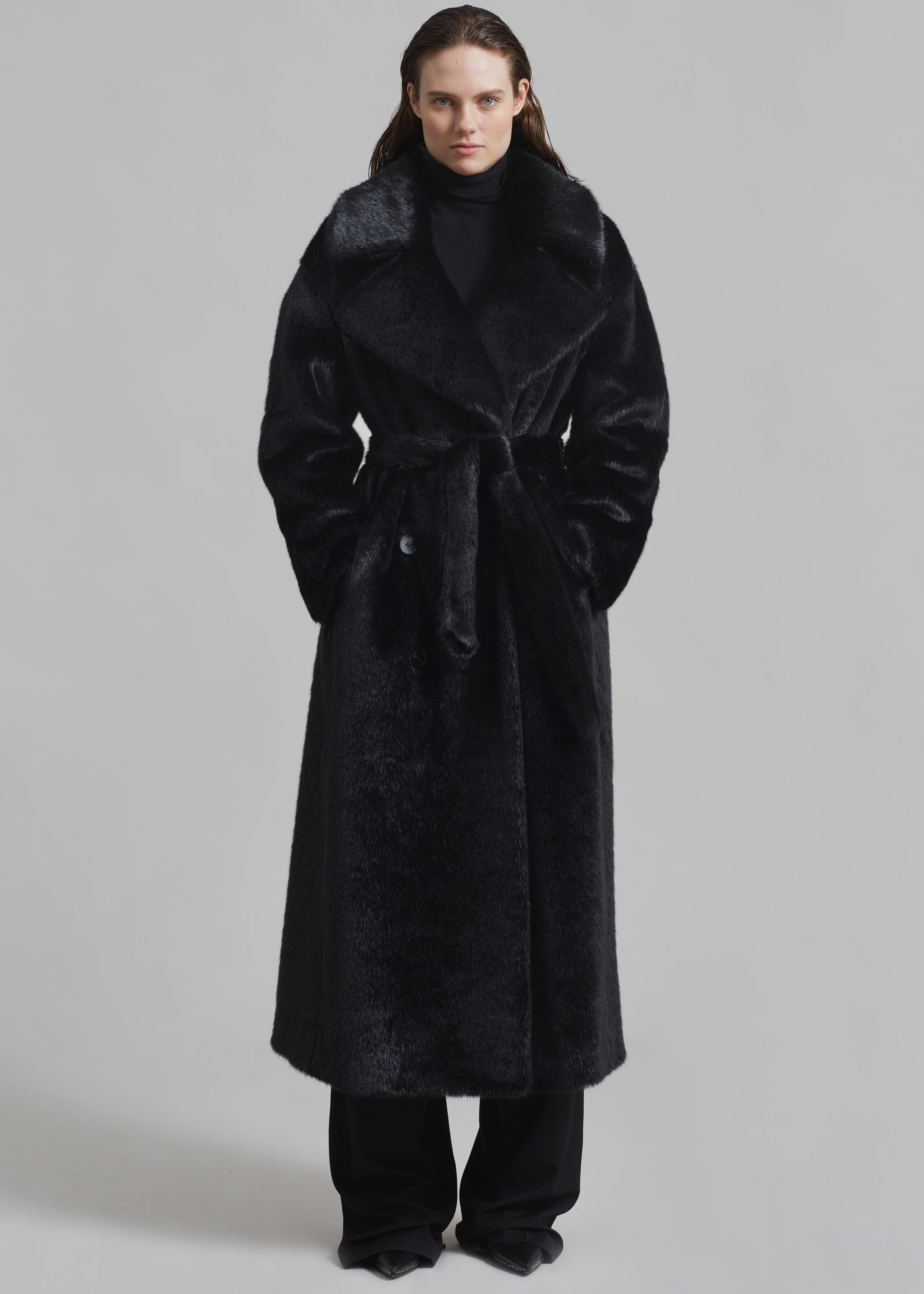 Joni Faux Fur Coat - Black - 2