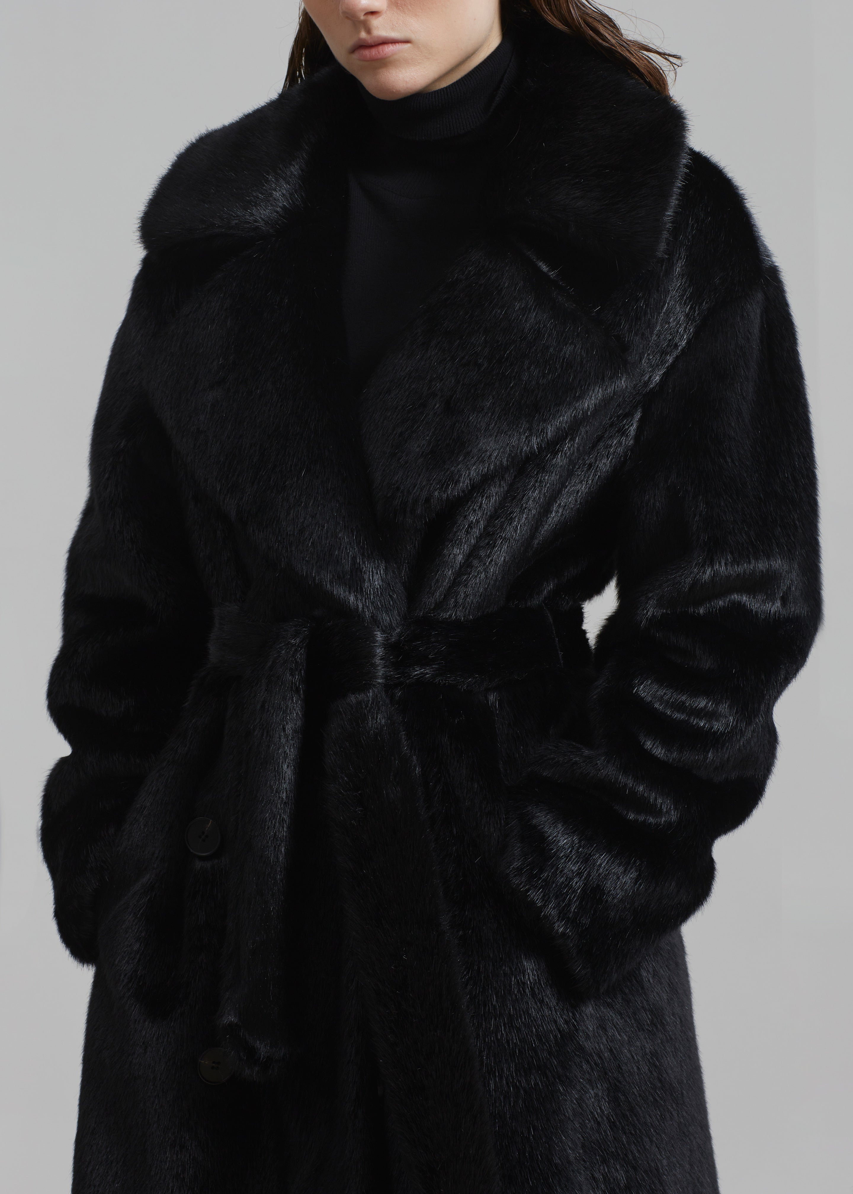 Joni Faux Fur Coat - Black - 4