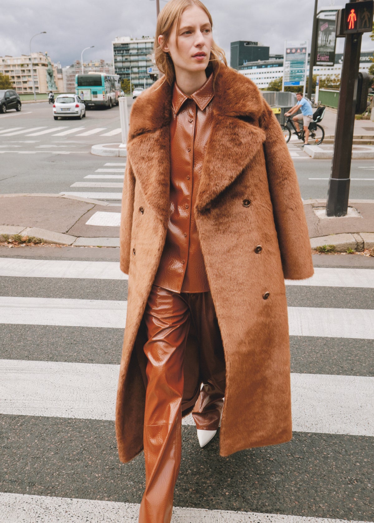 Joni Faux Fur Coat Dark Camel – The Frankie Shop