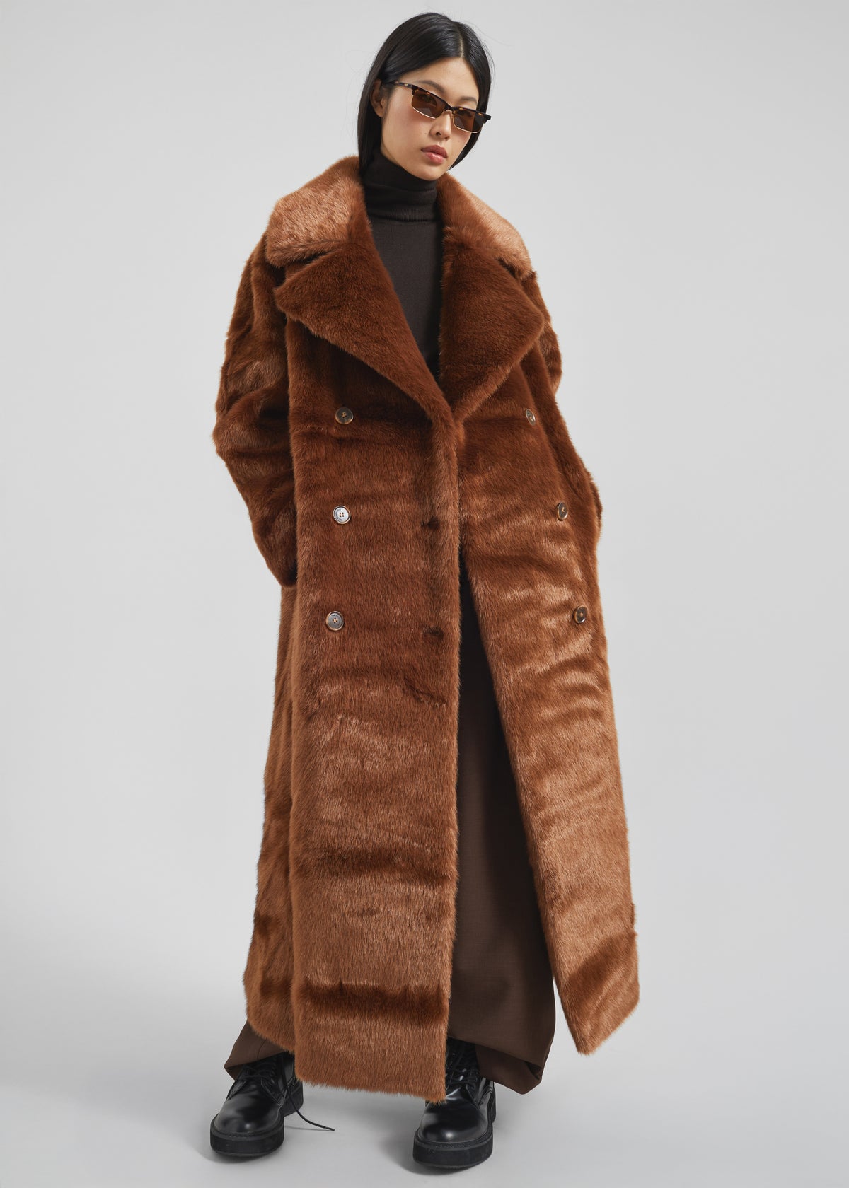 Joni Faux Fur Coat - Dark Camel - 4