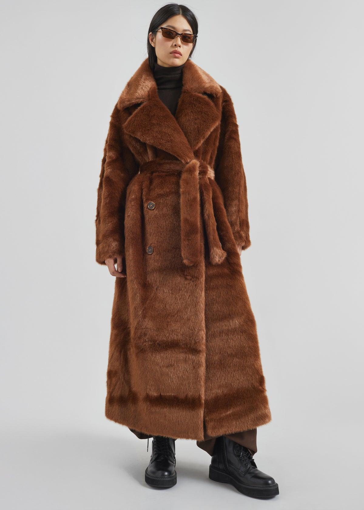 Joni Faux Fur Coat - Dark Camel - 6