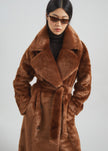 Joni Faux Fur Coat - Dark Camel