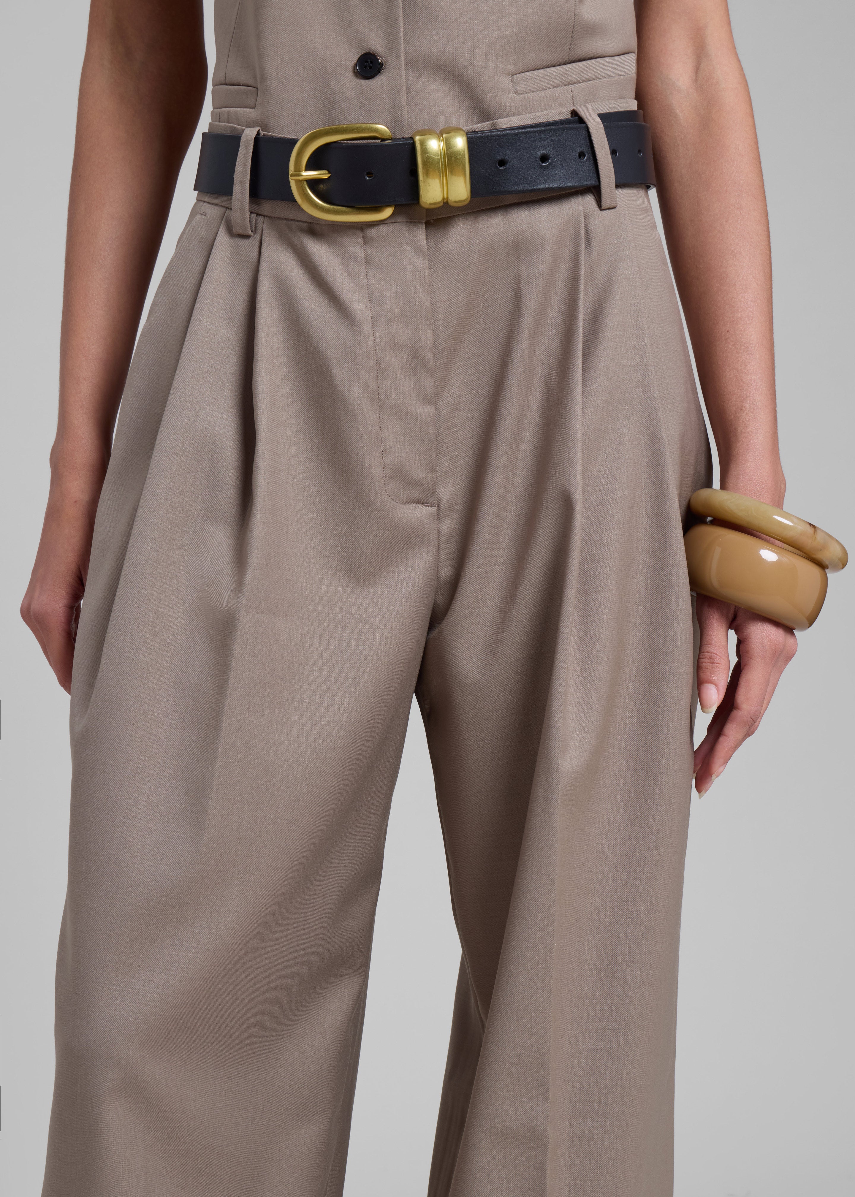 Jorae Pleated Trousers - Taupe - 4