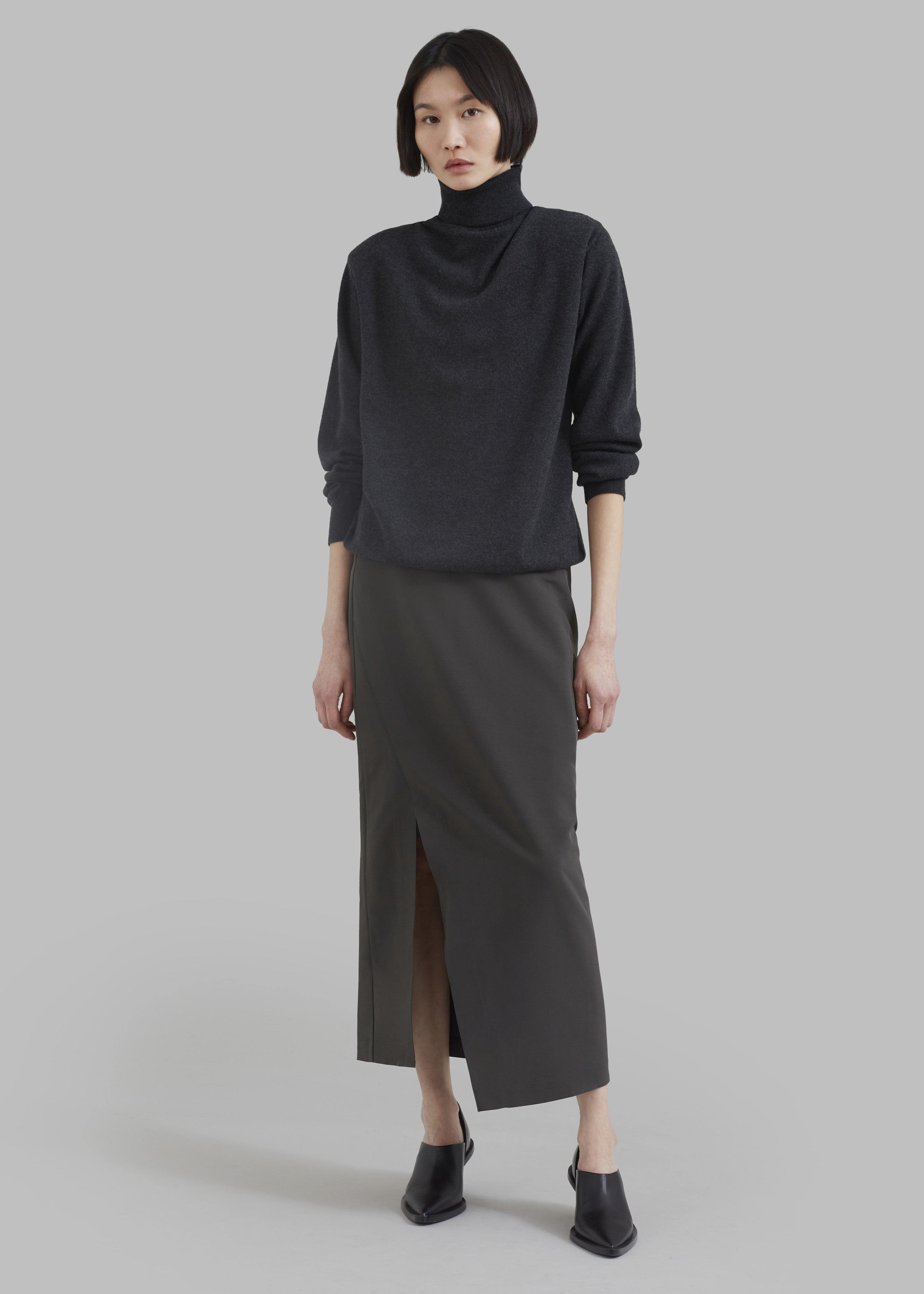 Joy Side Slit Midi Skirt - Charcoal – The Frankie Shop