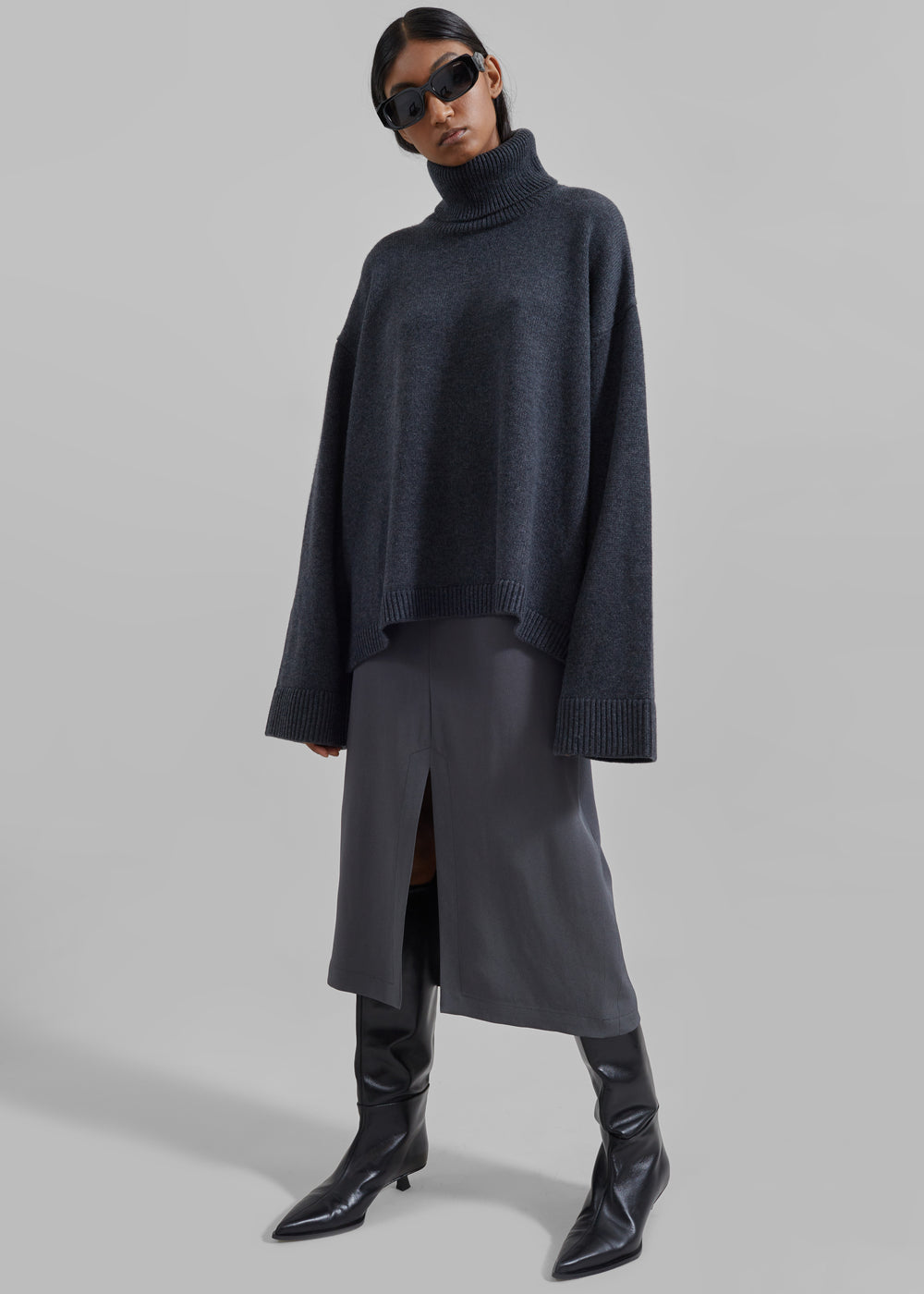 Judy Midi Skirt - Grey - 1