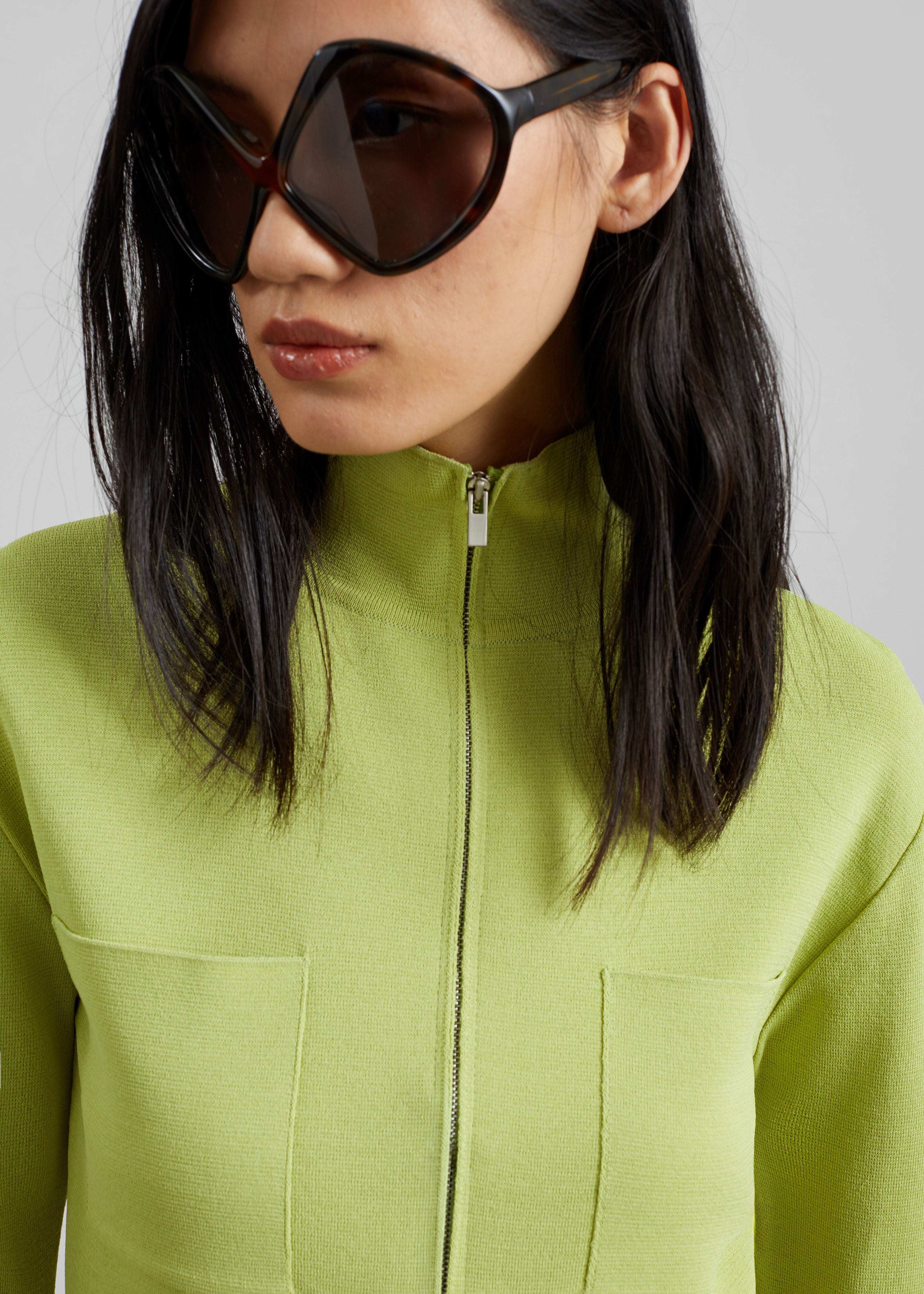 Juilly Knit Zip Cardigan - Lime - 2