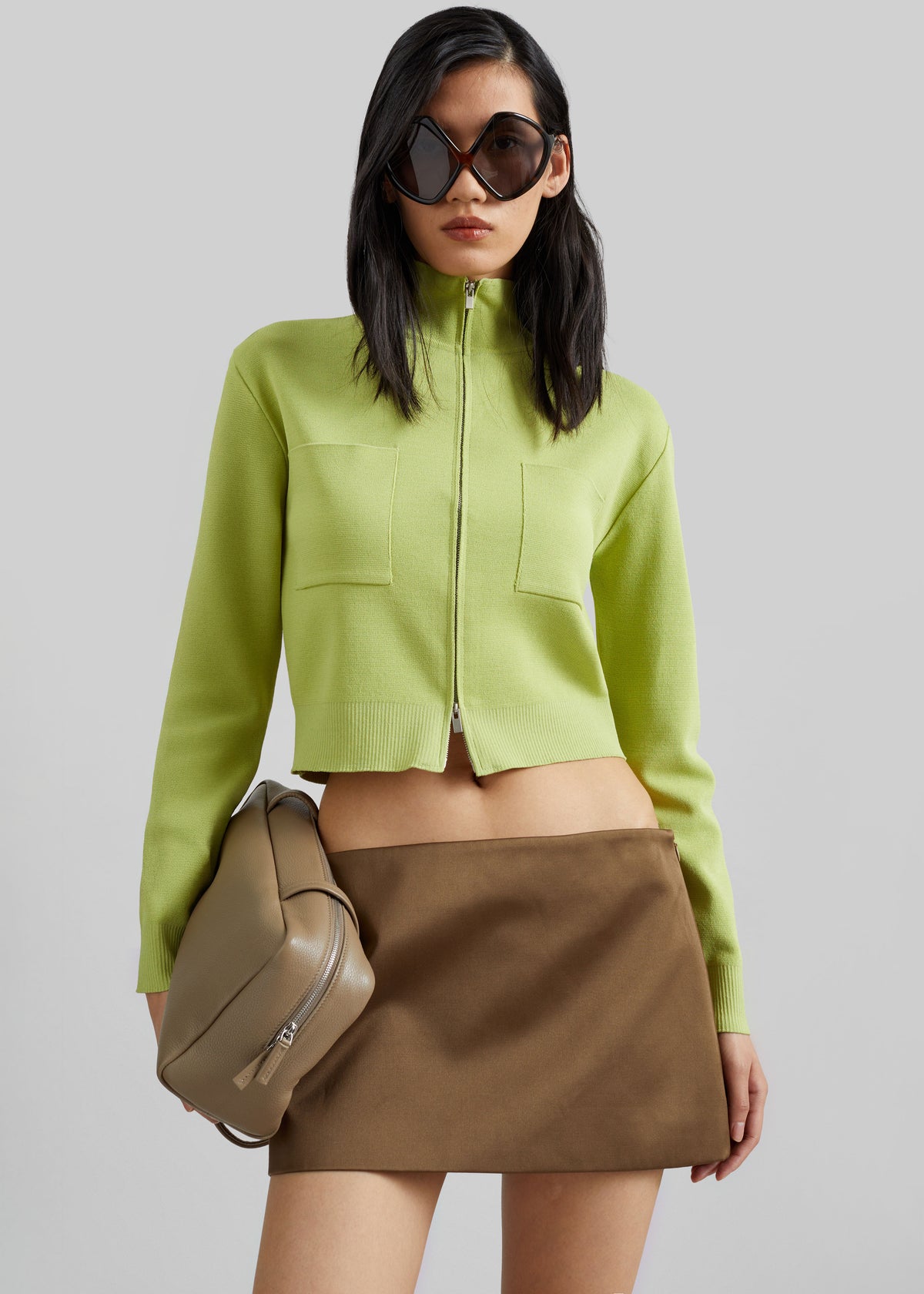 Juilly Knit Zip Cardigan - Lime - 1