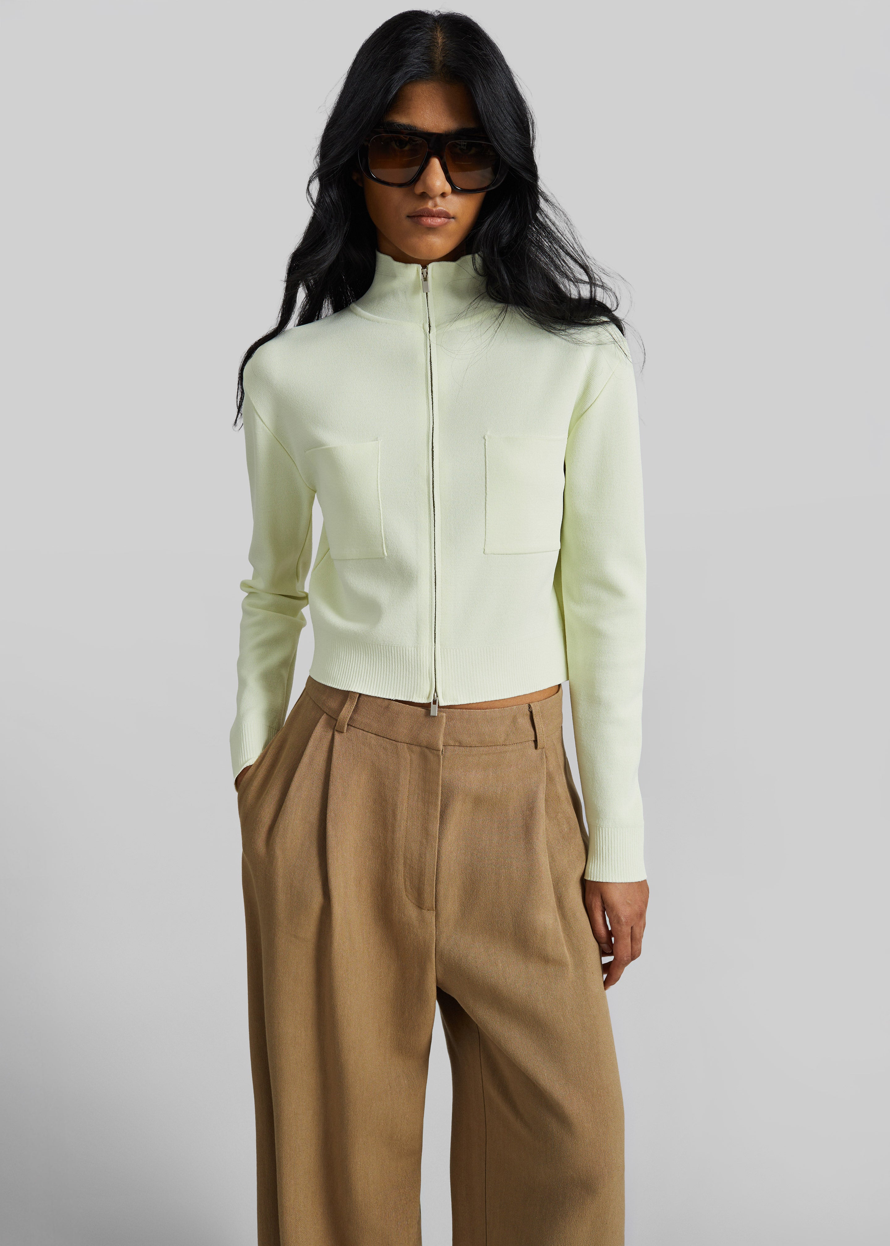 Juilly Knit Zip Cardigan - Pale Yellow – The Frankie Shop