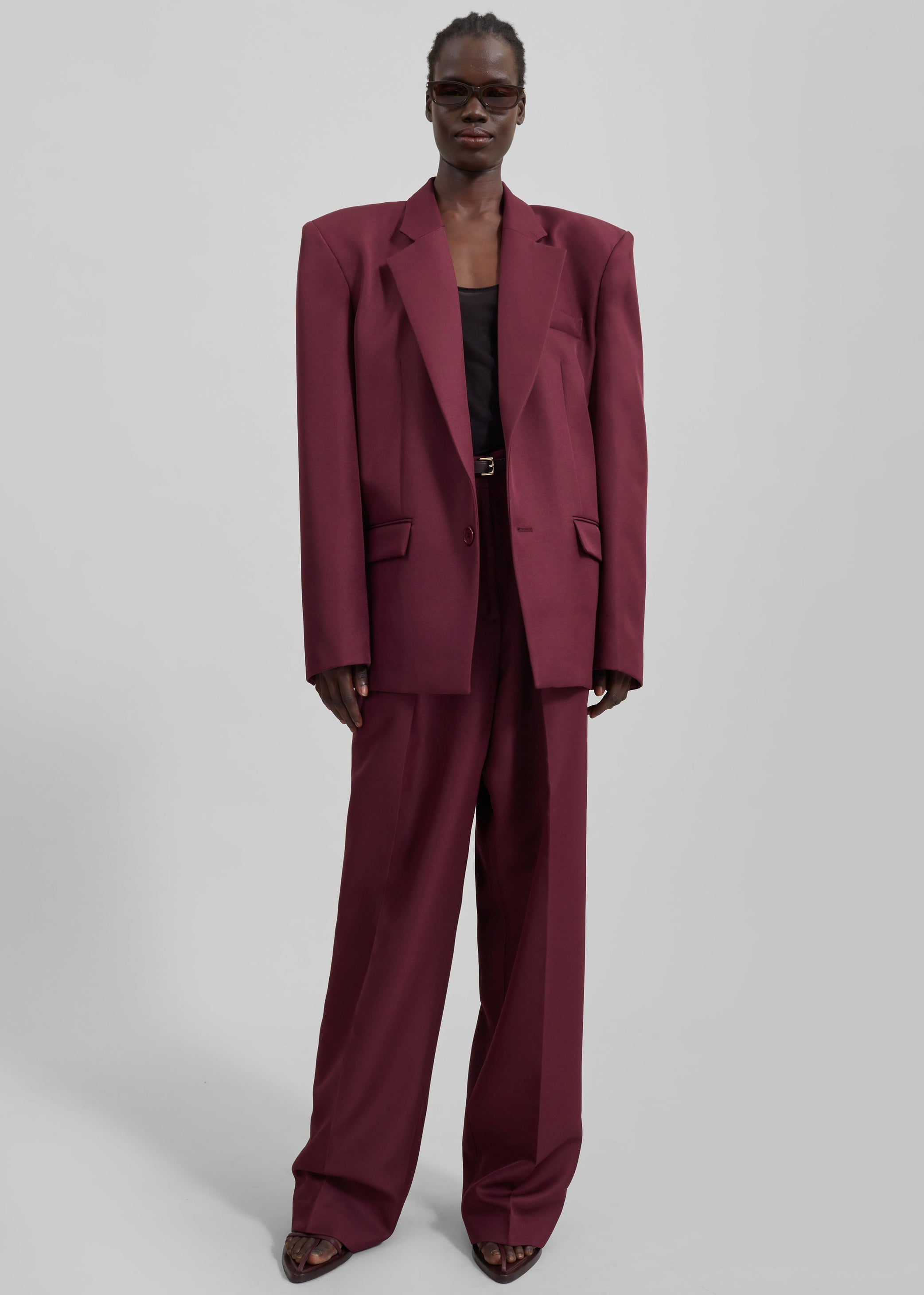Shop the look image for Tansy Pleated Trousers - Burgundy