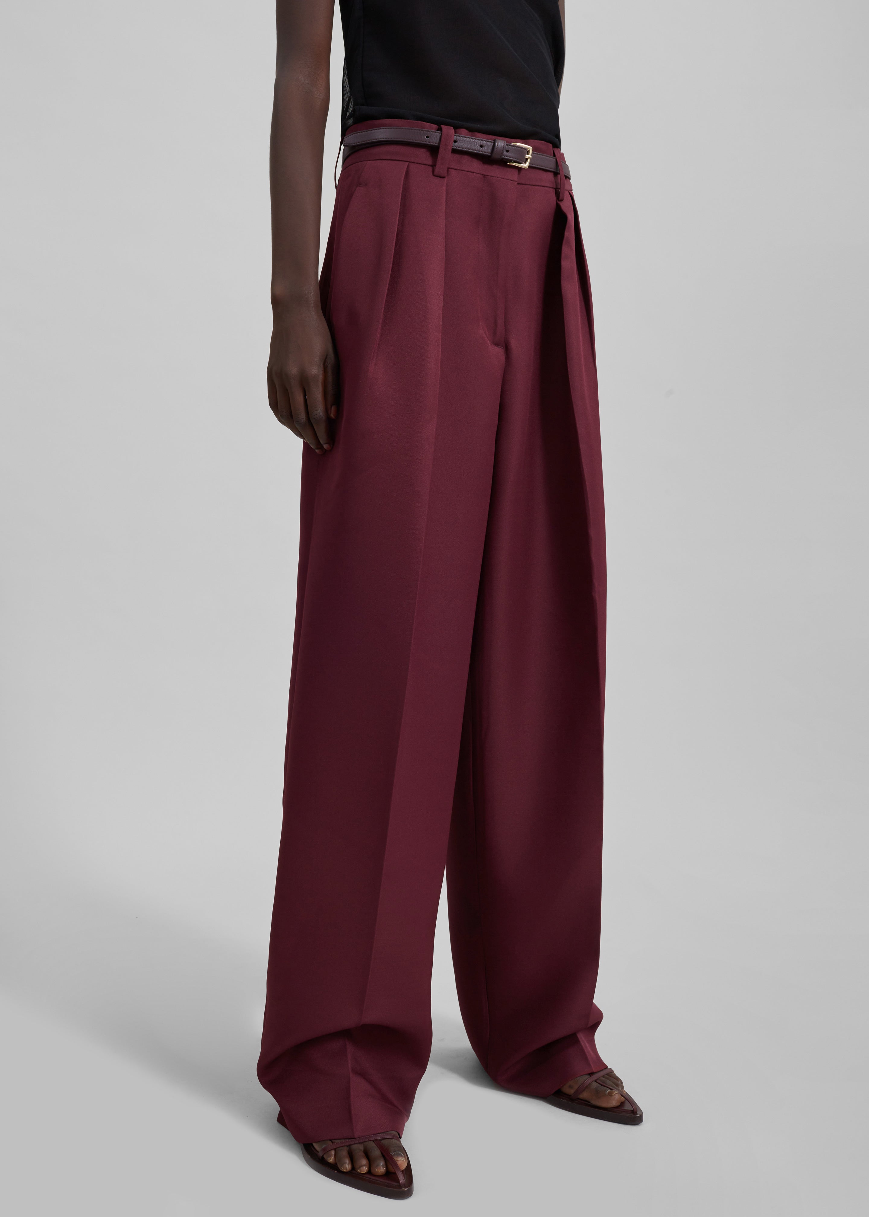 Tansy Pleated Trousers - Burgundy - 5