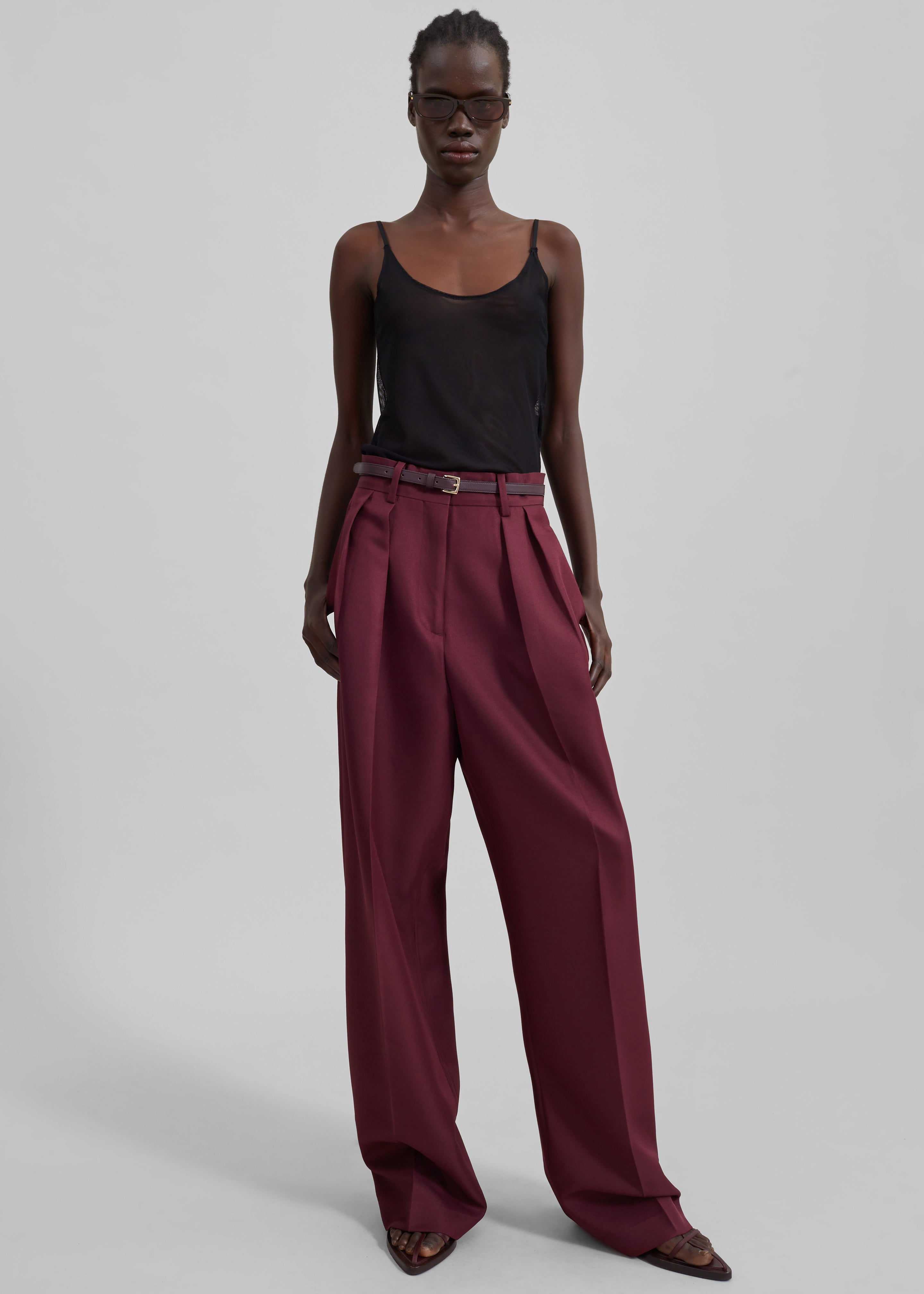 Tansy Pleated Trousers - Burgundy - 11