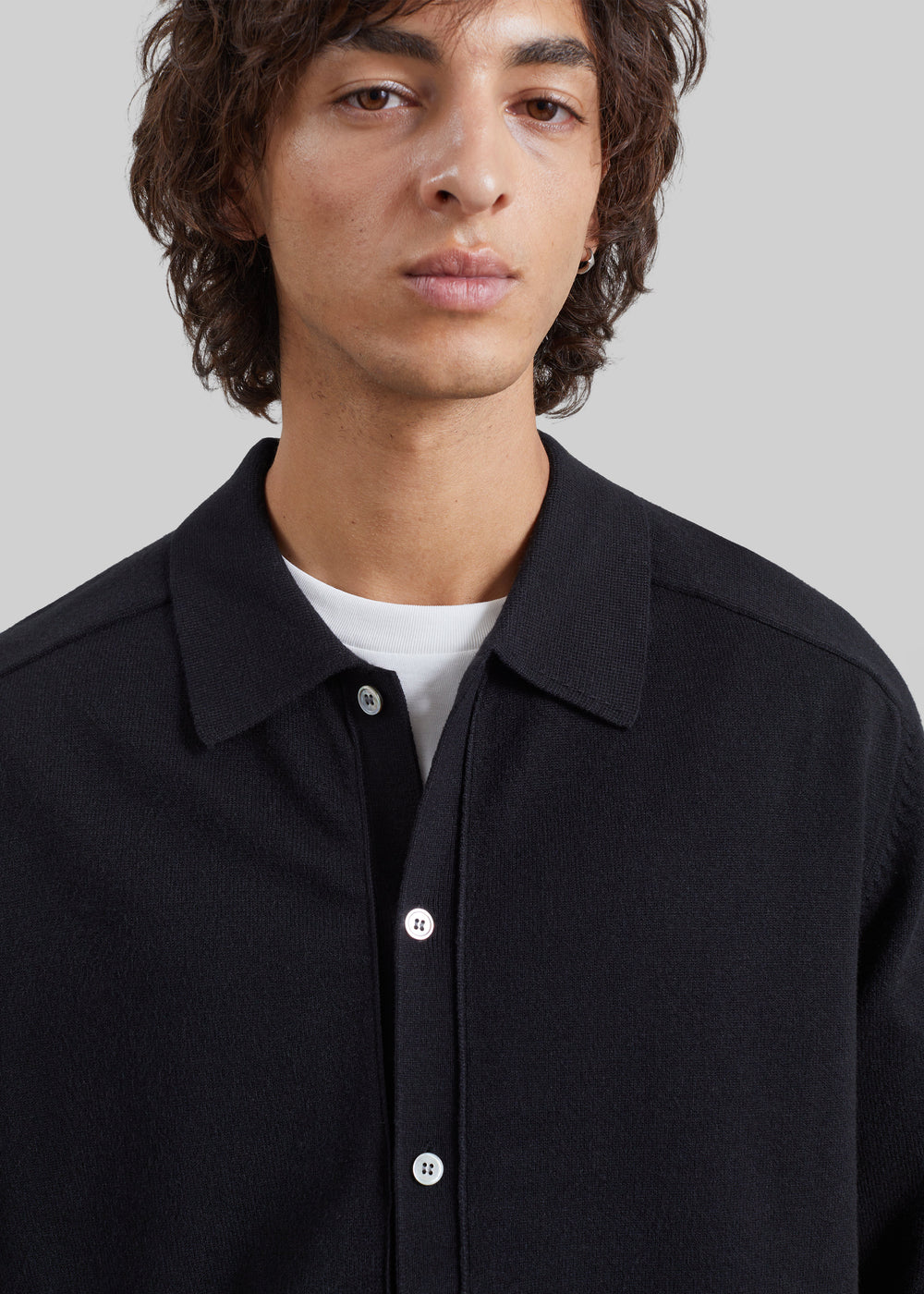 Julio Knit Polo Cardigan - Black - 1