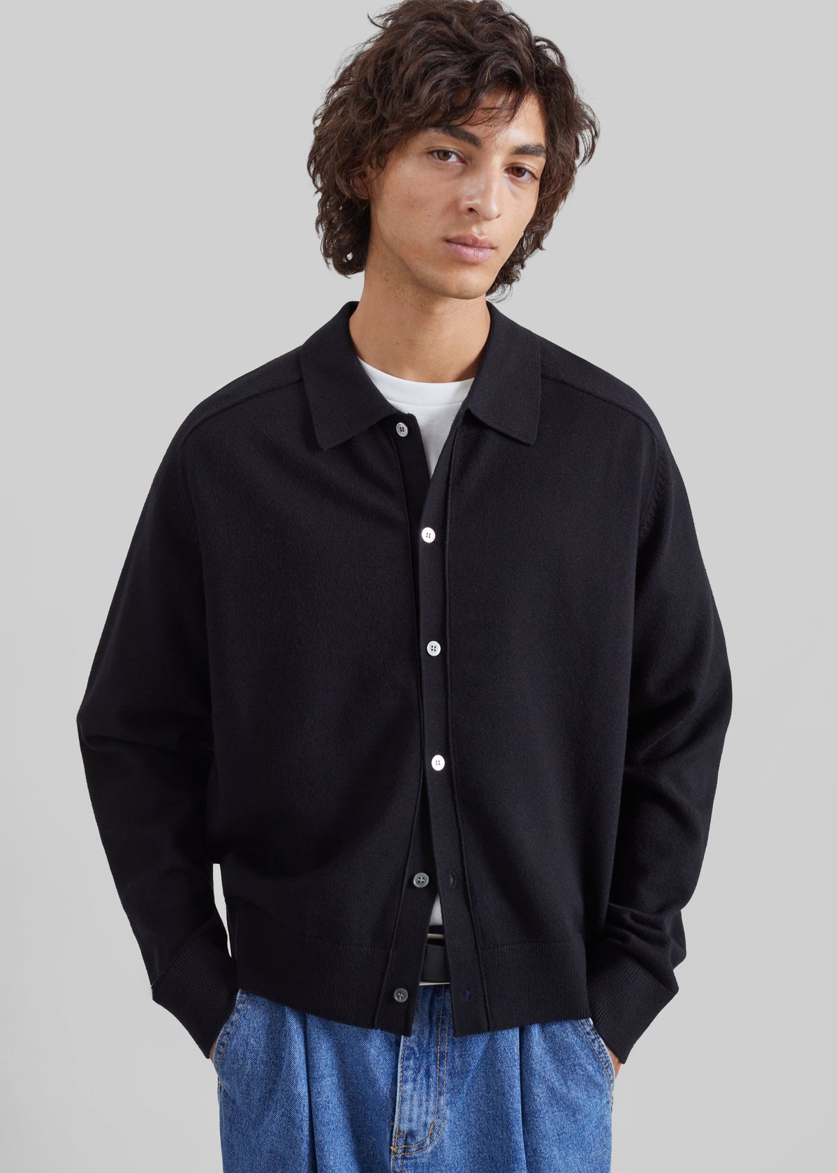Julio Knit Polo Cardigan - Black
