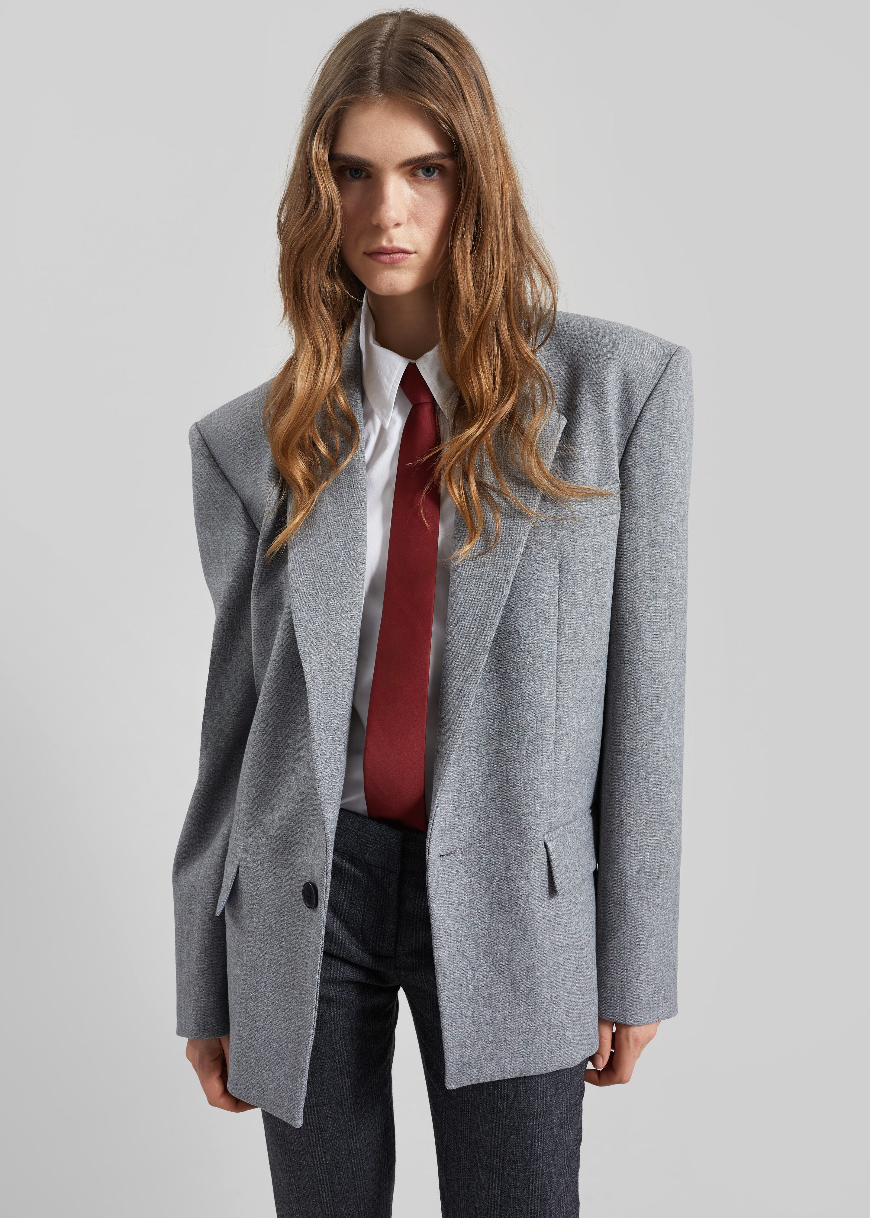 Jun Textured Blazer - Grey Melange - 4