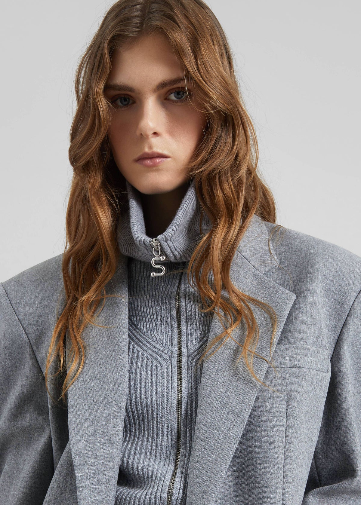 Jun Textured Blazer - Grey Melange - 7