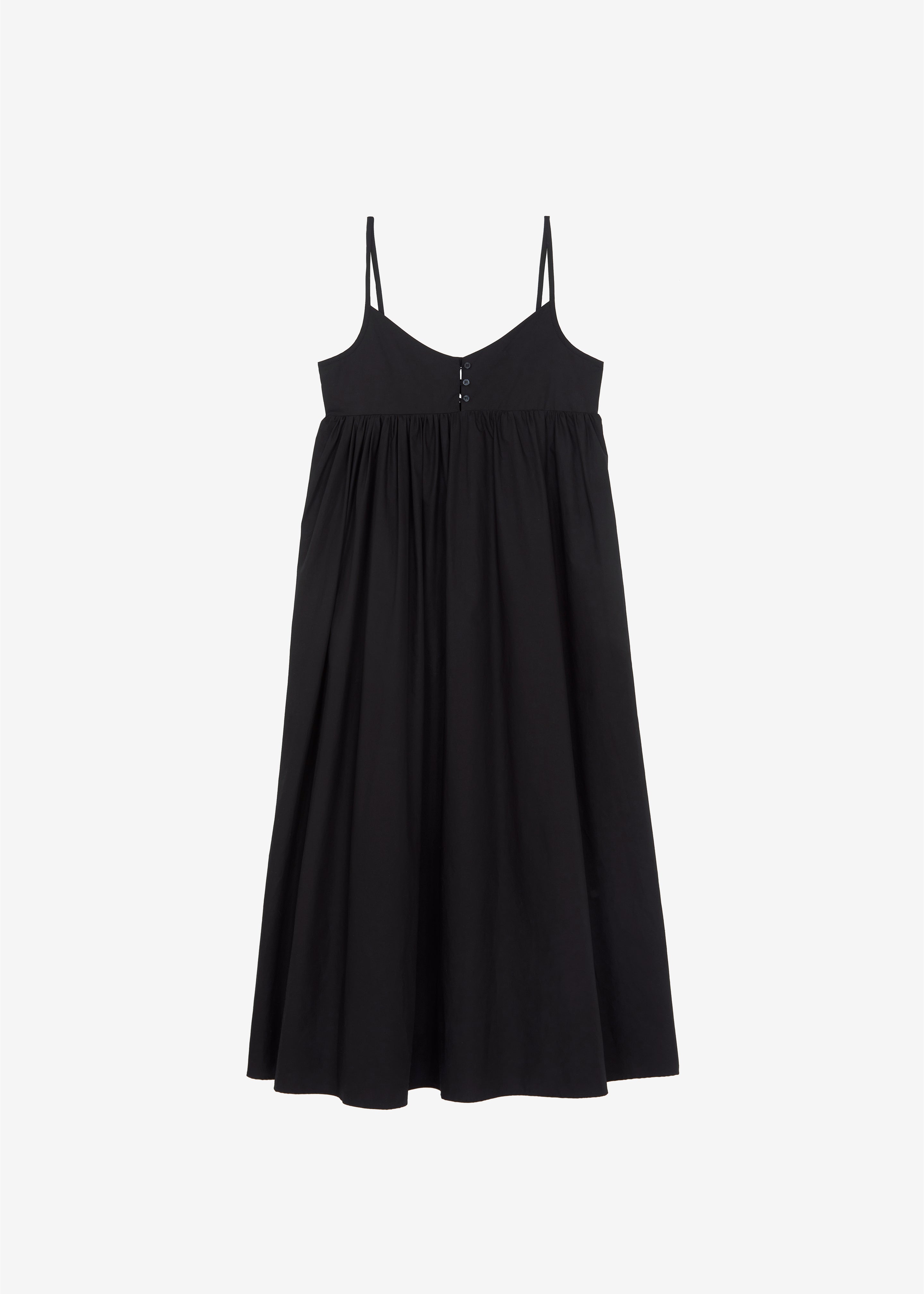 Black Cotton Poplin V-Neck Long Dress | GANNI