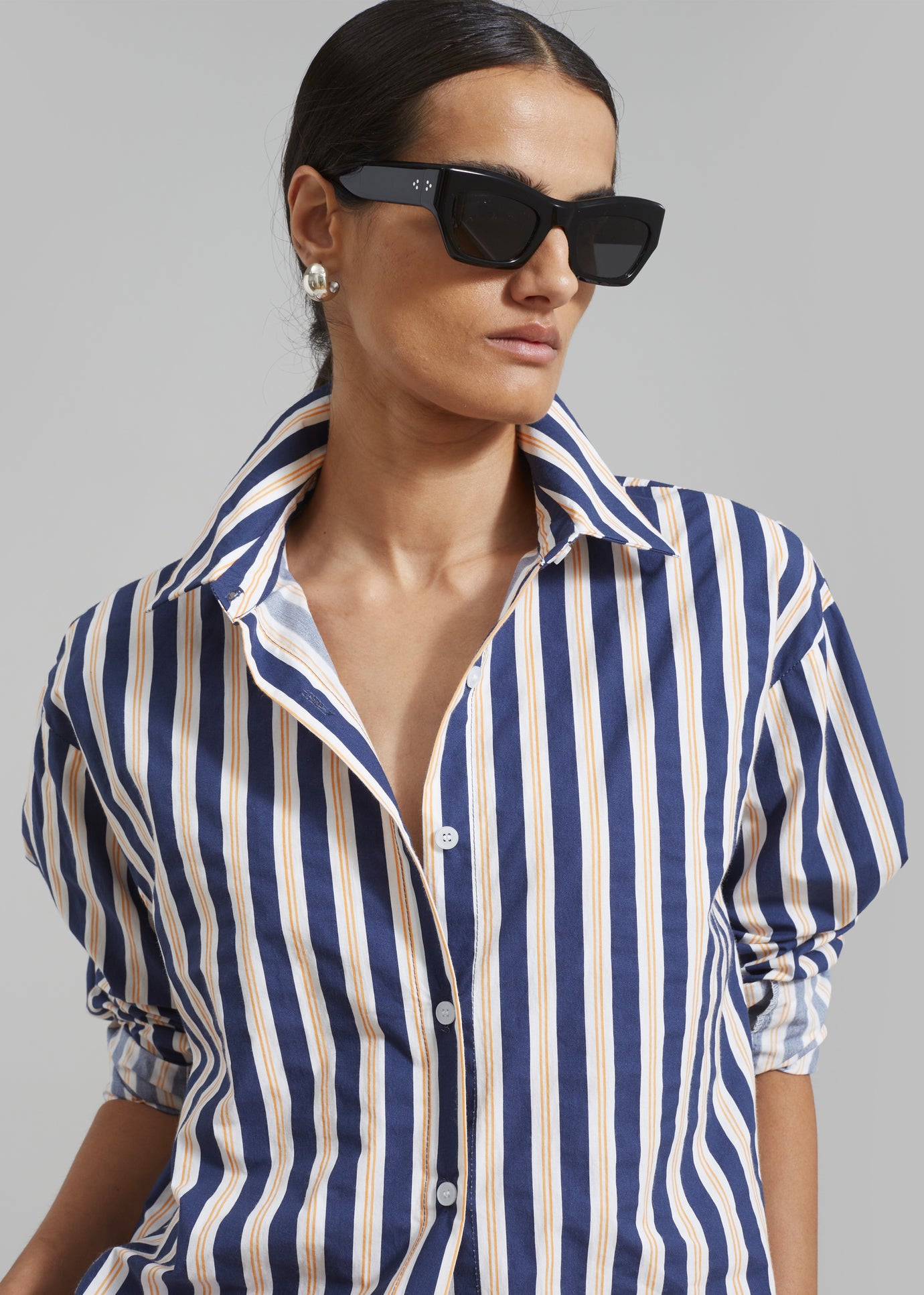 Juno Cotton Shirt - Navy Stripe