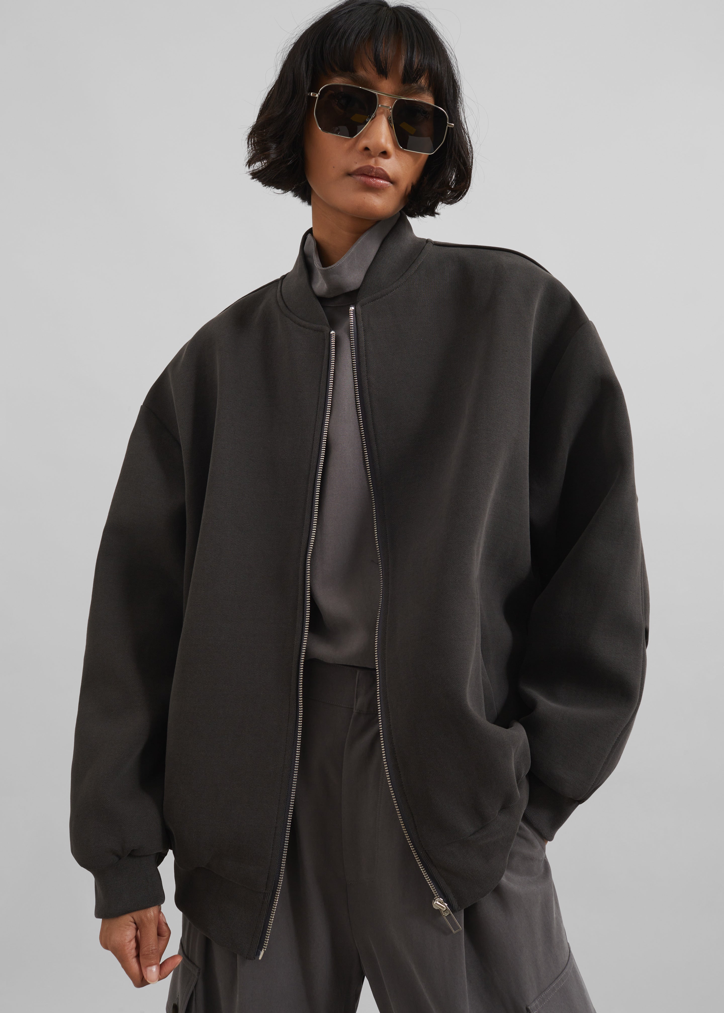 Jura Cotton Bomber Jacket - Charcoal - 7