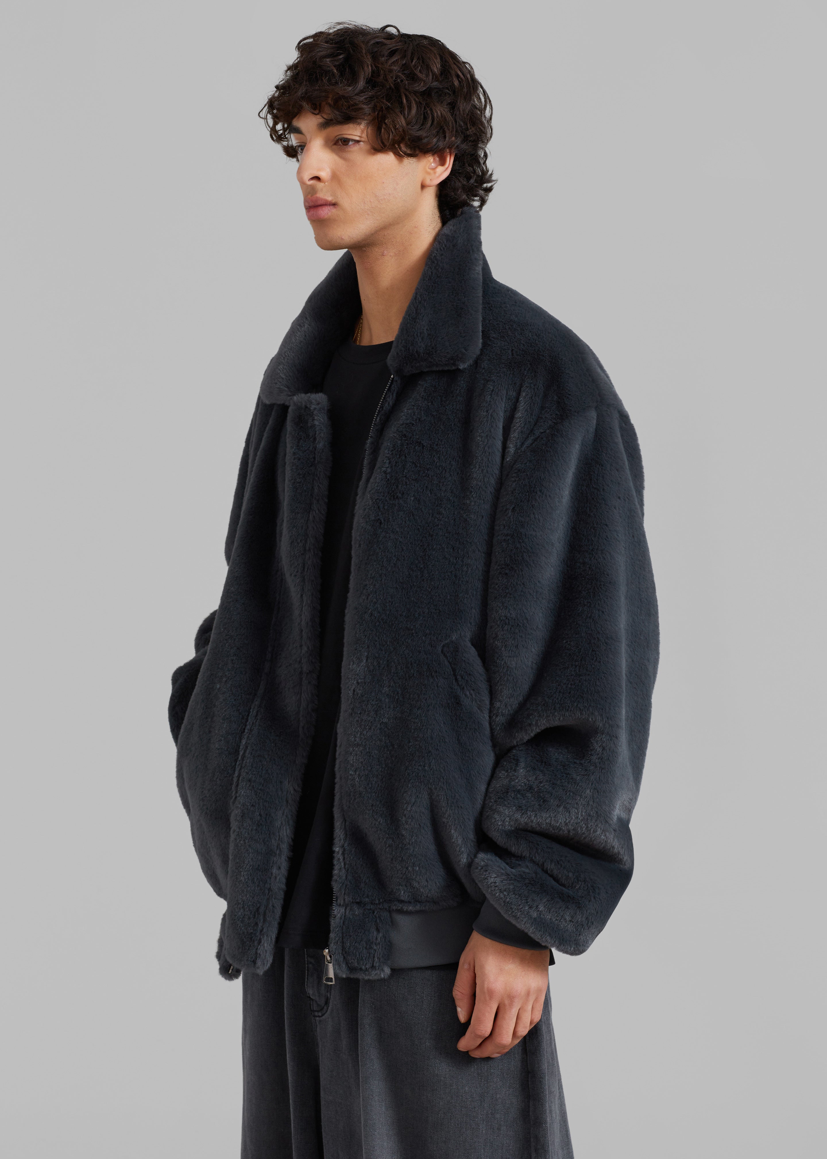 Justin Faux Fur Bomber - Storm – The Frankie Shop