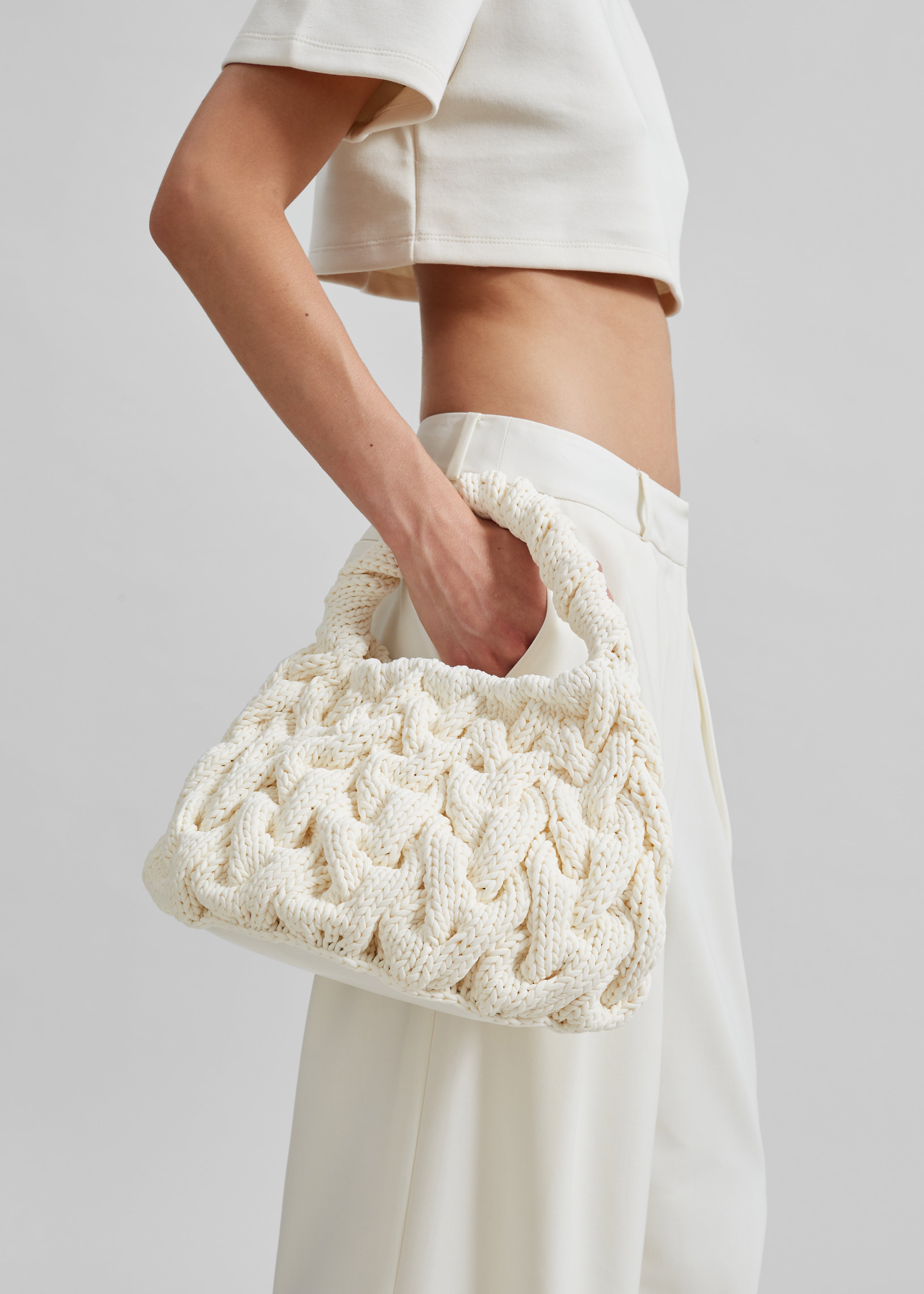 JW Anderson Cable Knit Bag - Off White - 3