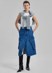 JW Anderson Cargo Midi Denim Skirt - Blue