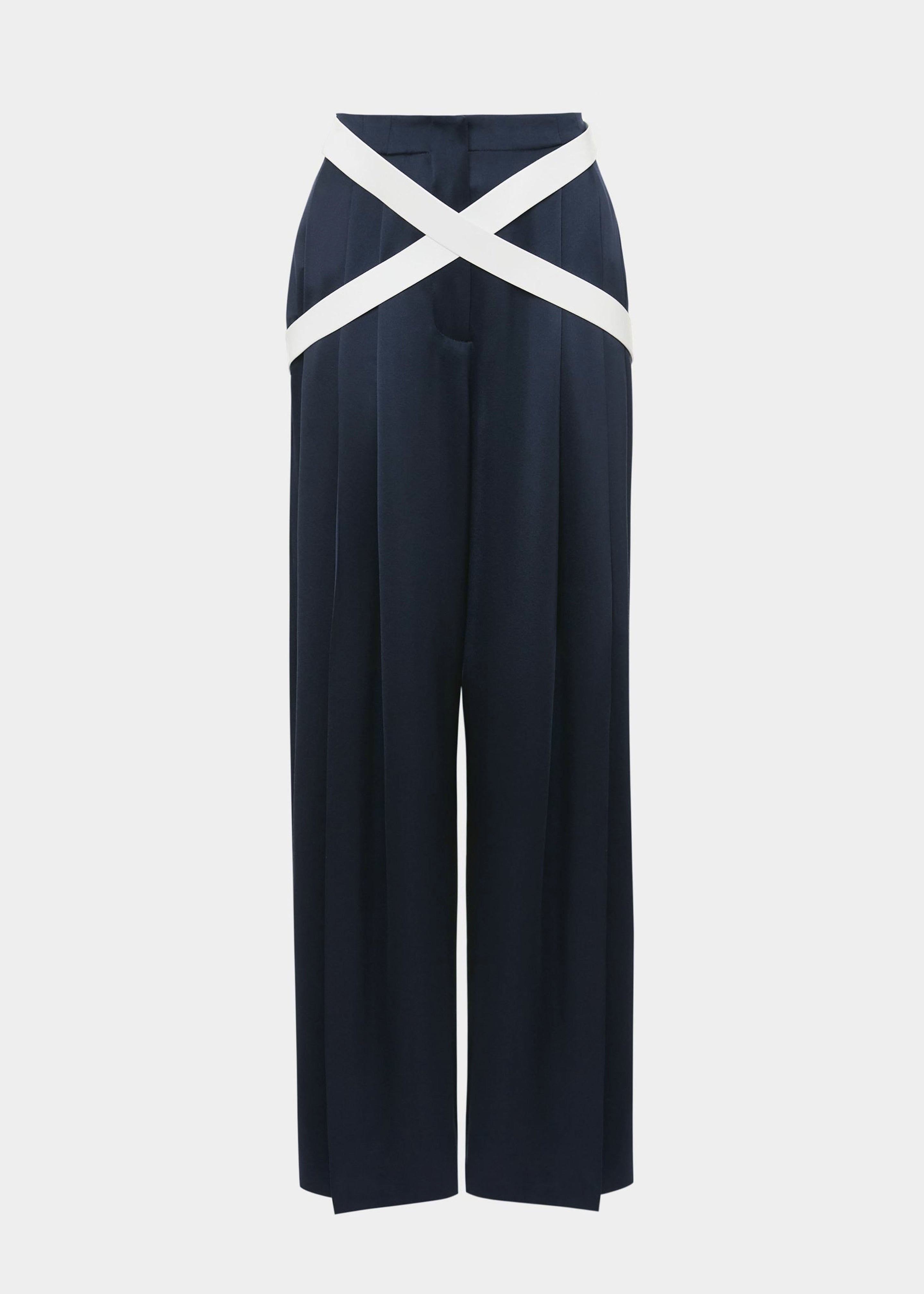 Navy high waisted wide leg trousers best sale