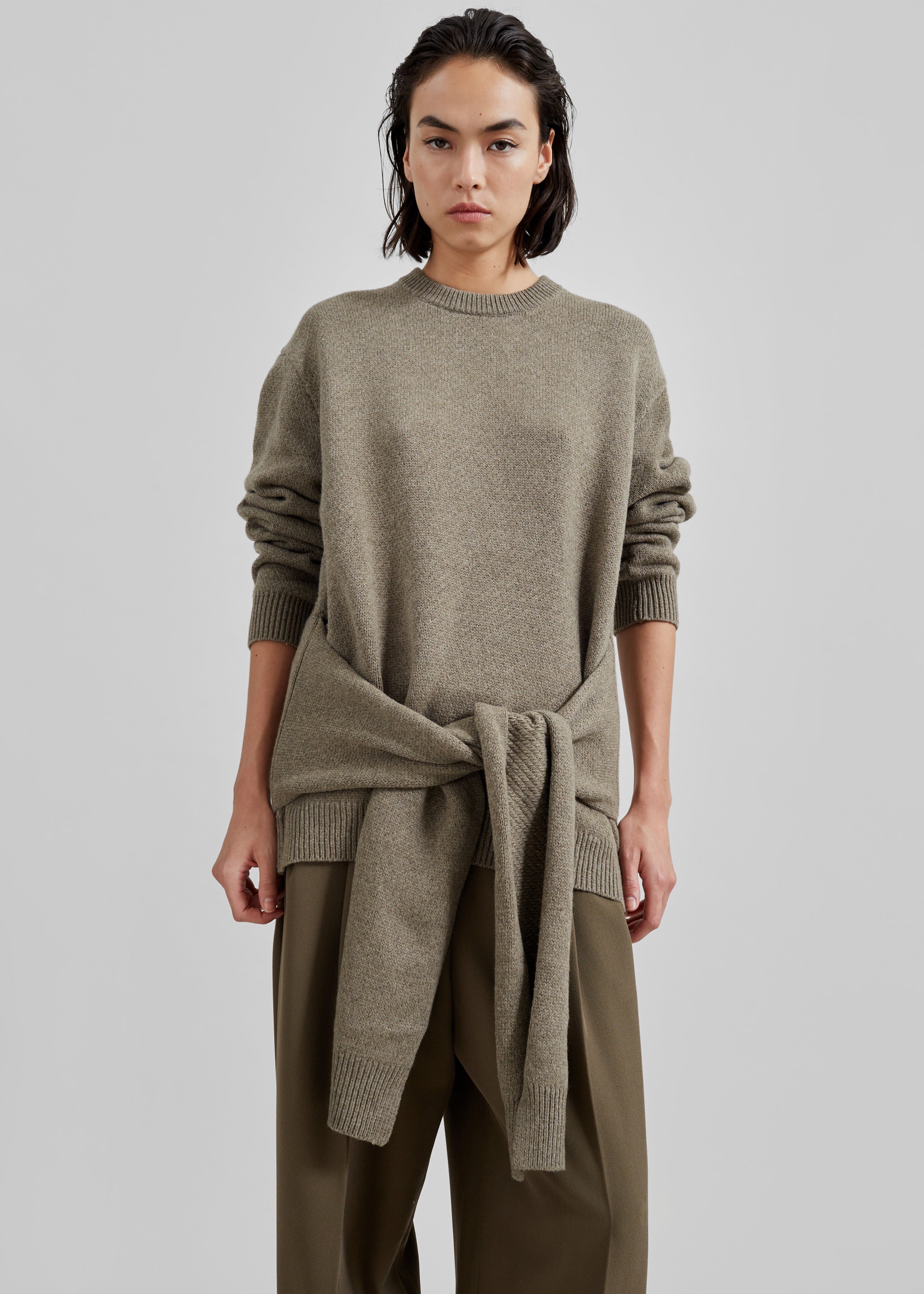 JW Anderson Draped Tie Front Jumper - Khaki - 5