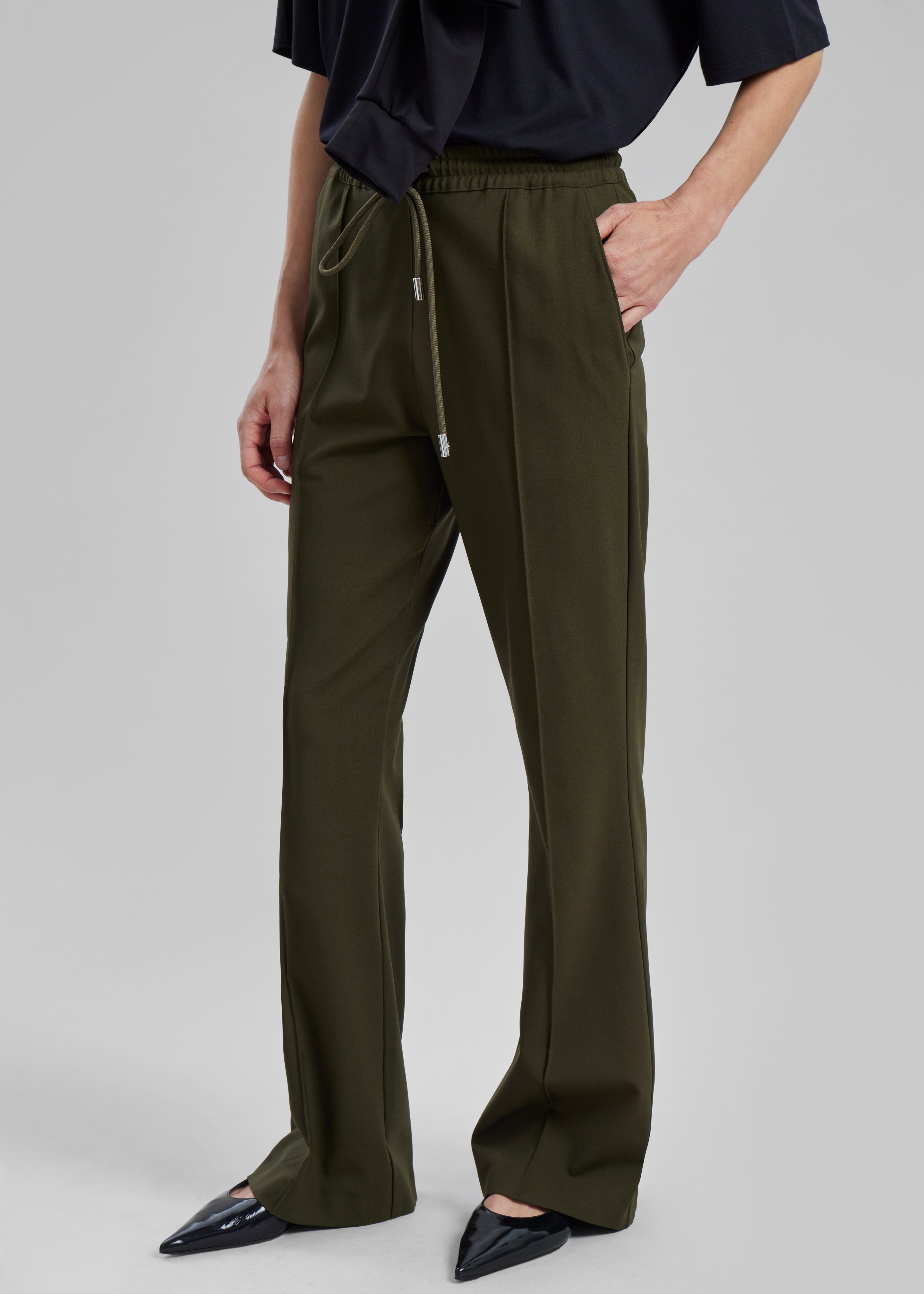 JW Anderson Drawstring Waist Tailored Trousers - Olive - 5