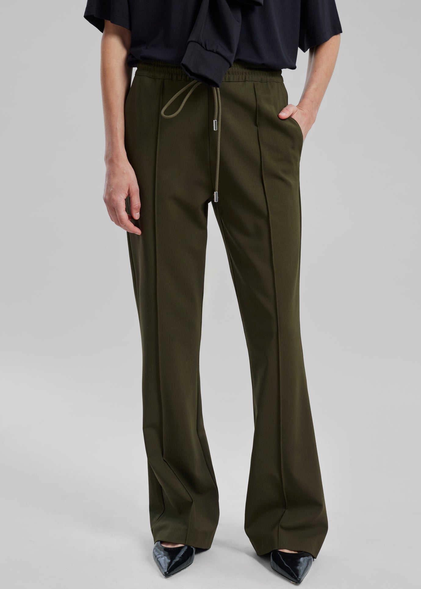 JW Anderson Drawstring Waist Tailored Trousers - Olive - 1