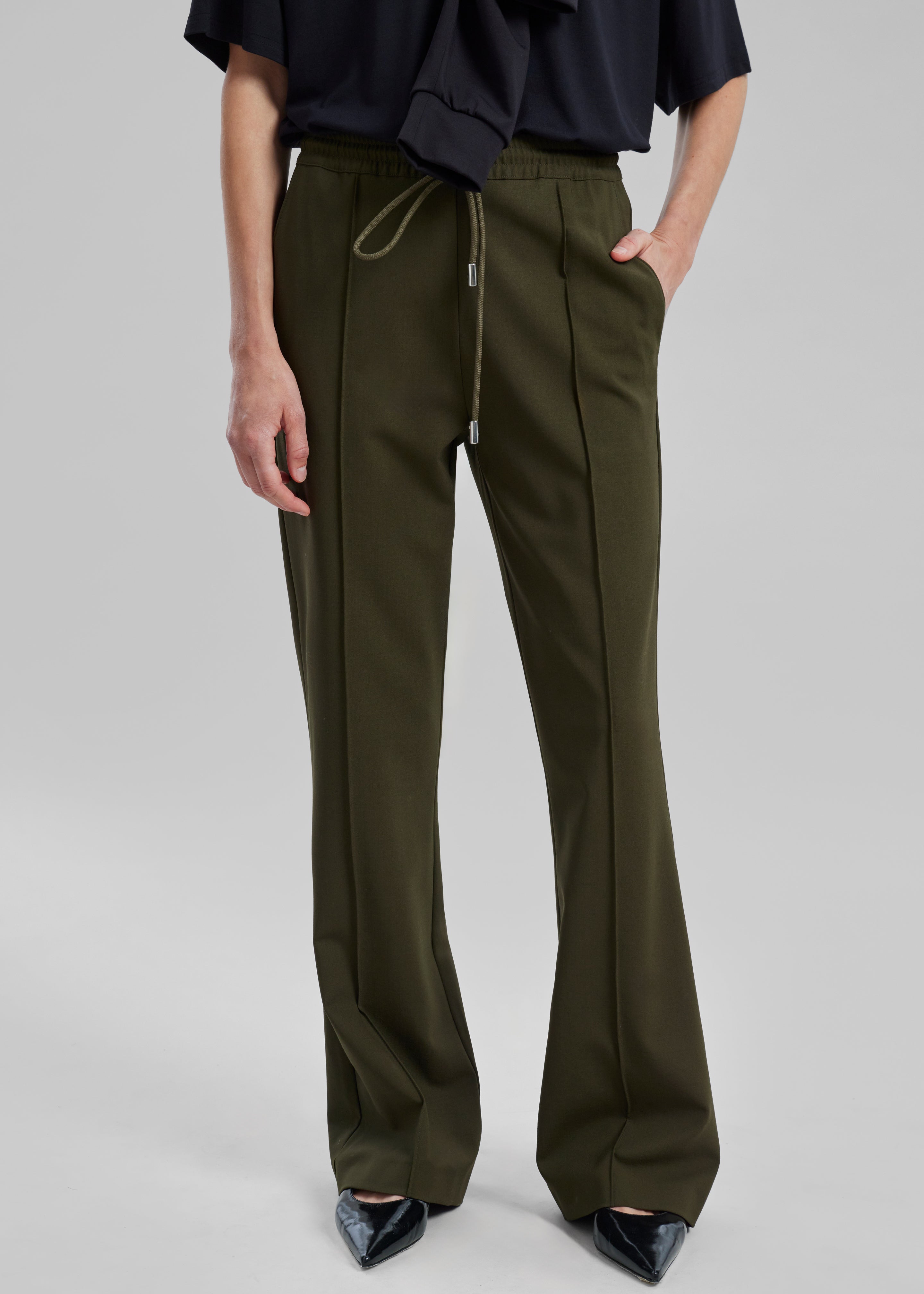 JW Anderson Drawstring Waist Tailored Trousers - Olive - 2