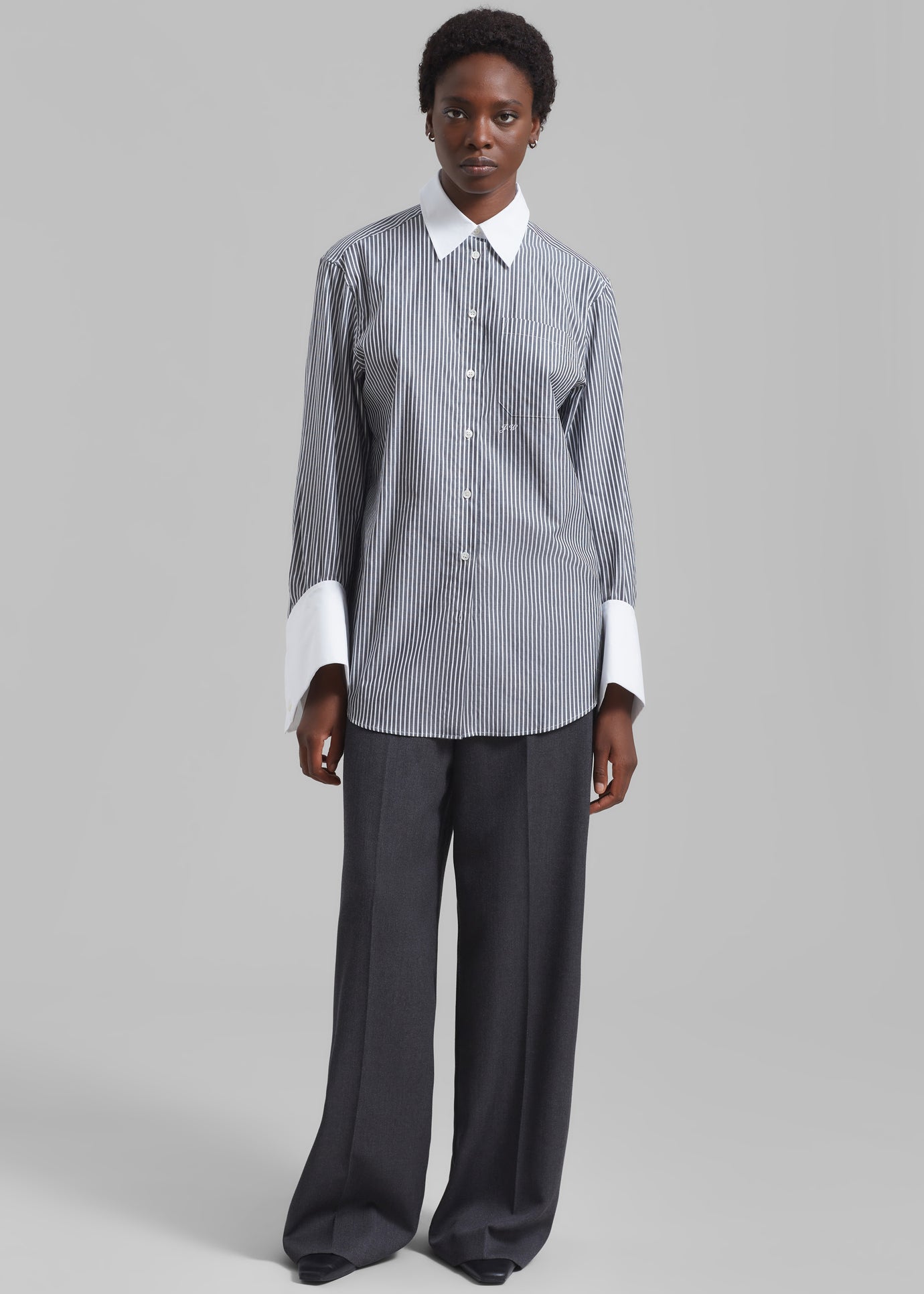 JW Anderson Oversized Cuff Shirt - Charcoal/White