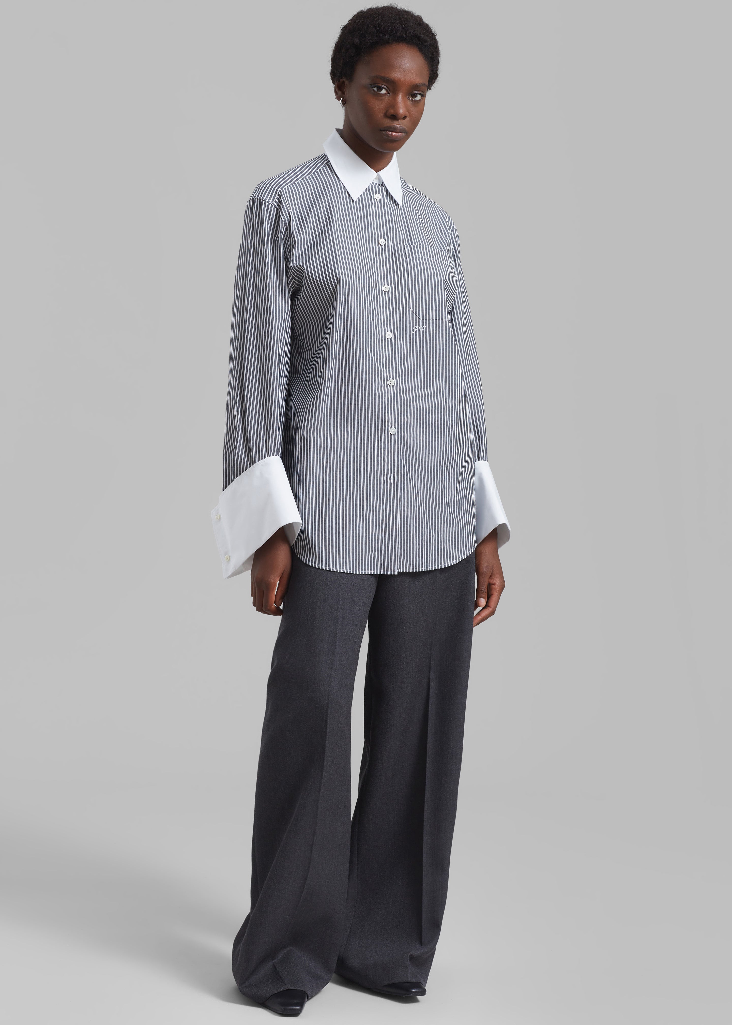 JW Anderson Oversized Cuff Shirt - Charcoal/White - 7