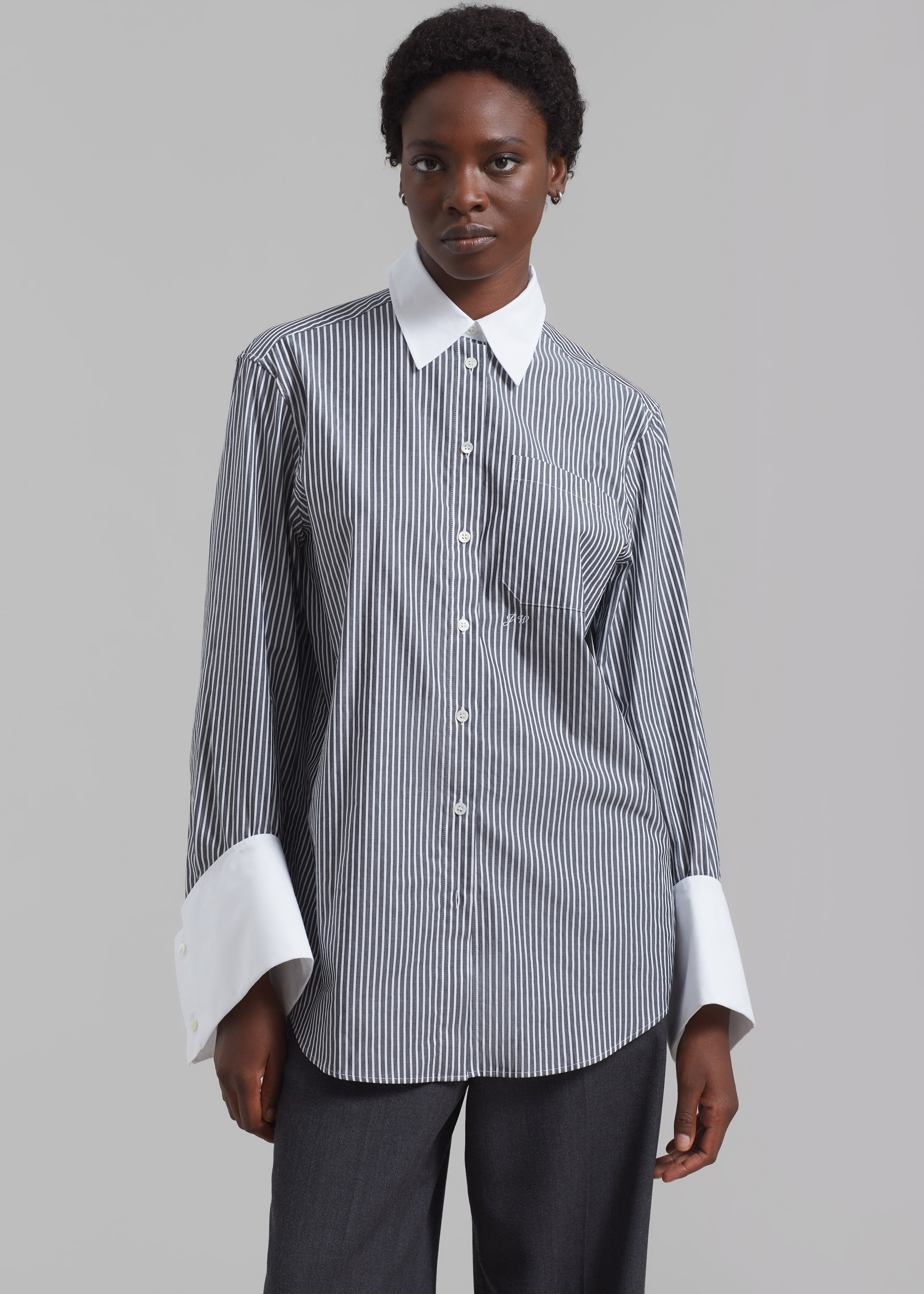 JW Anderson Oversized Cuff Shirt - Charcoal/White – The Frankie Shop