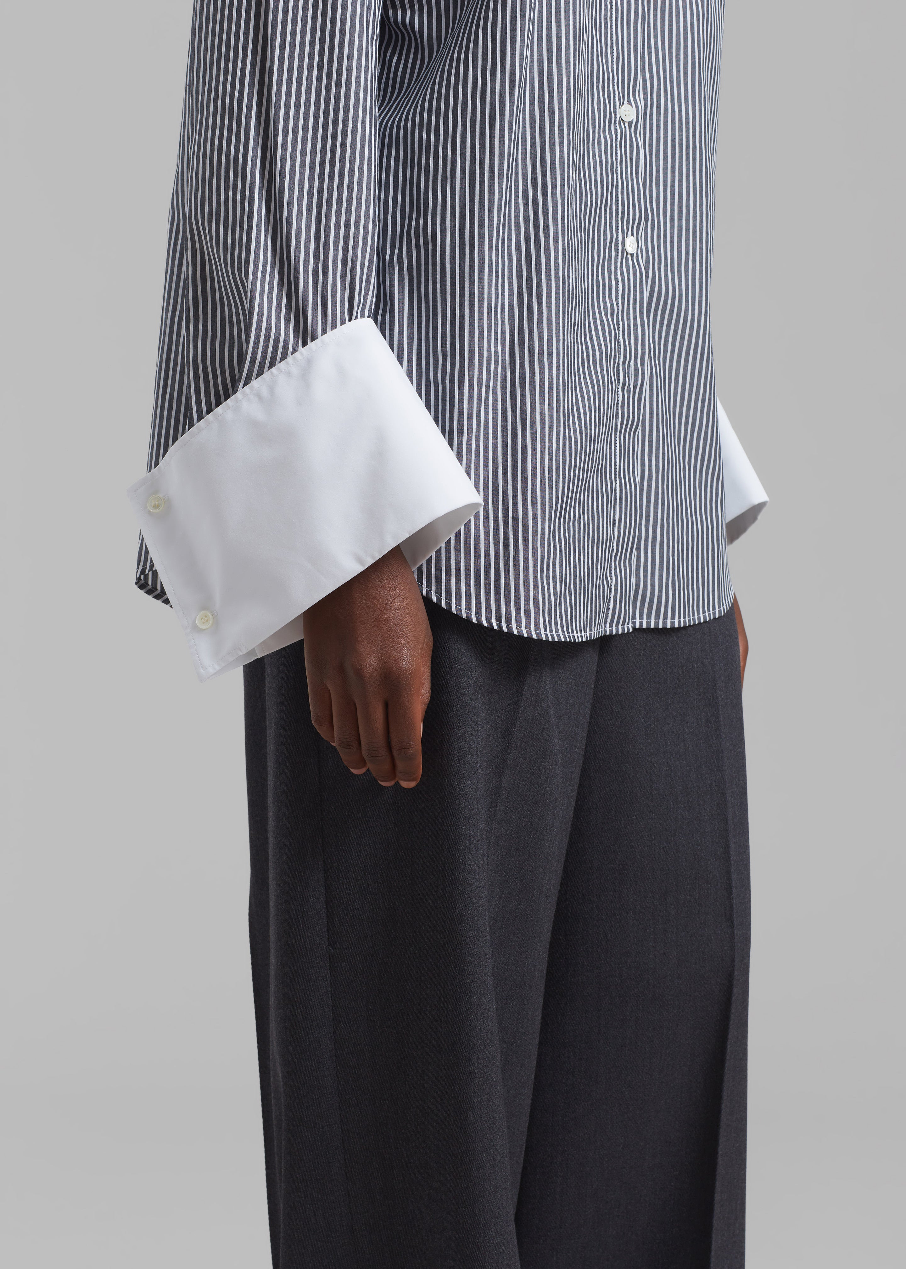 JW Anderson Oversized Cuff Shirt - Charcoal/White – The Frankie Shop