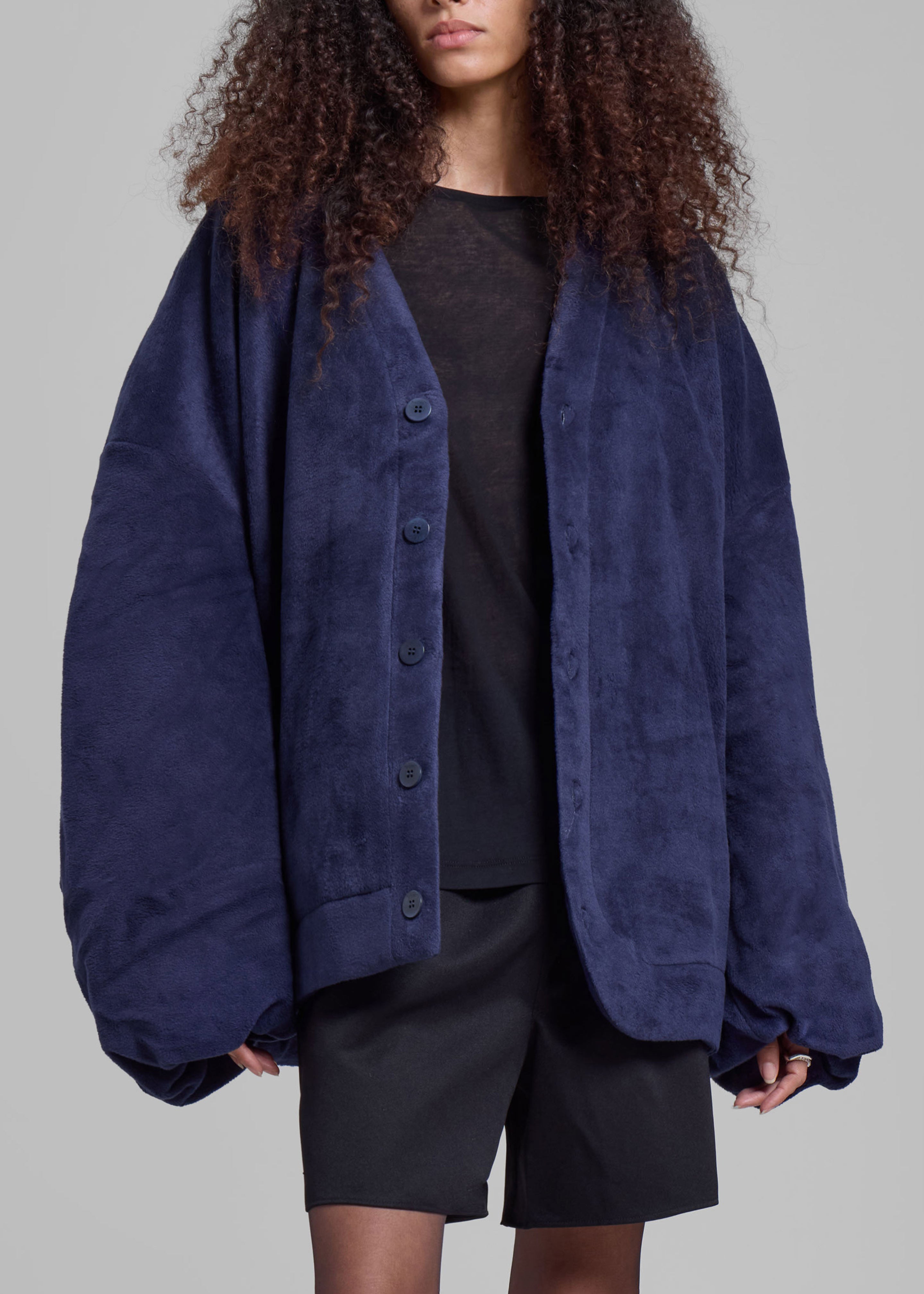 JW Anderson Oversized V-Neck Cardigan - Dark Navy - 3