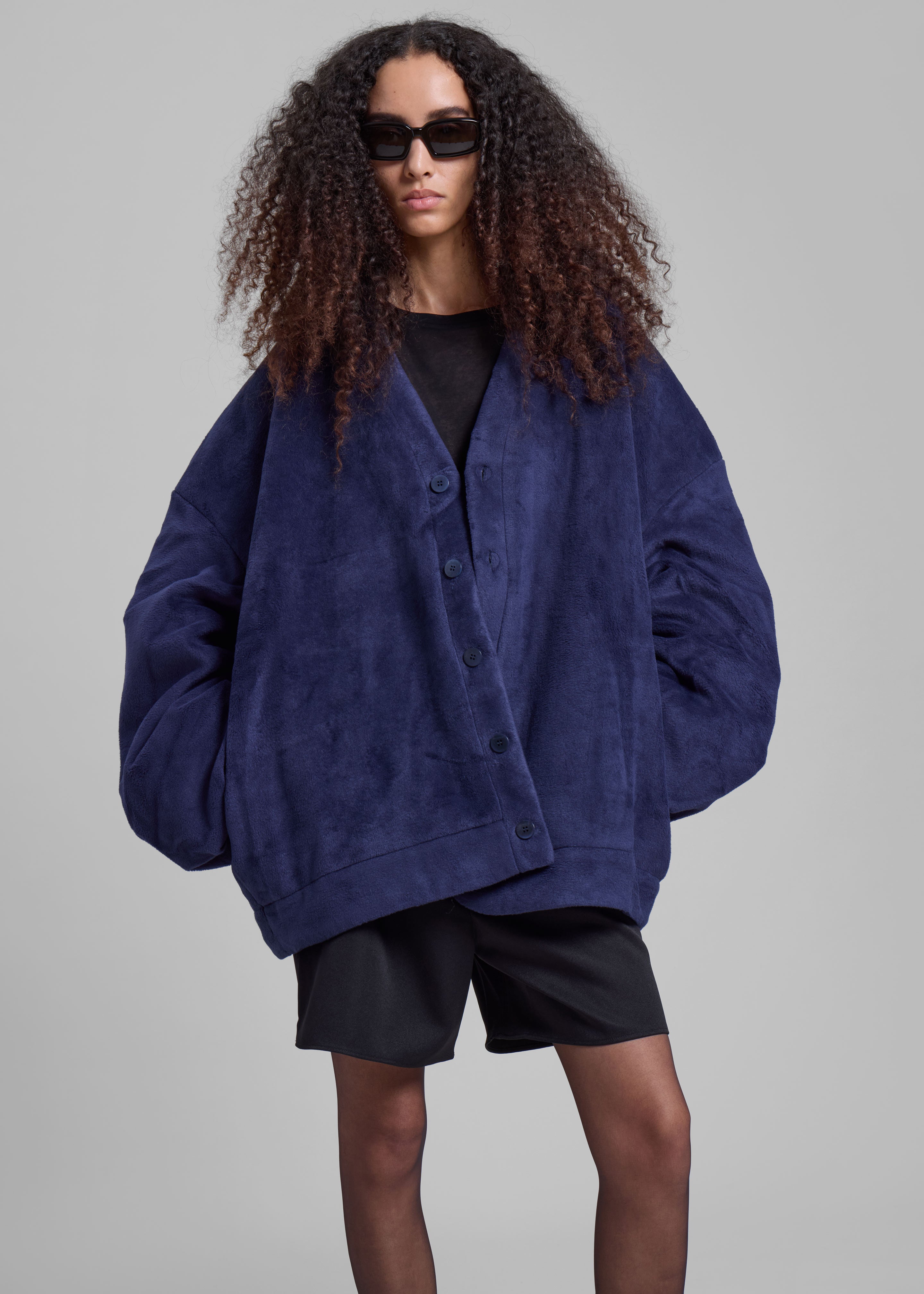 JW Anderson Oversized V-Neck Cardigan - Dark Navy - 2