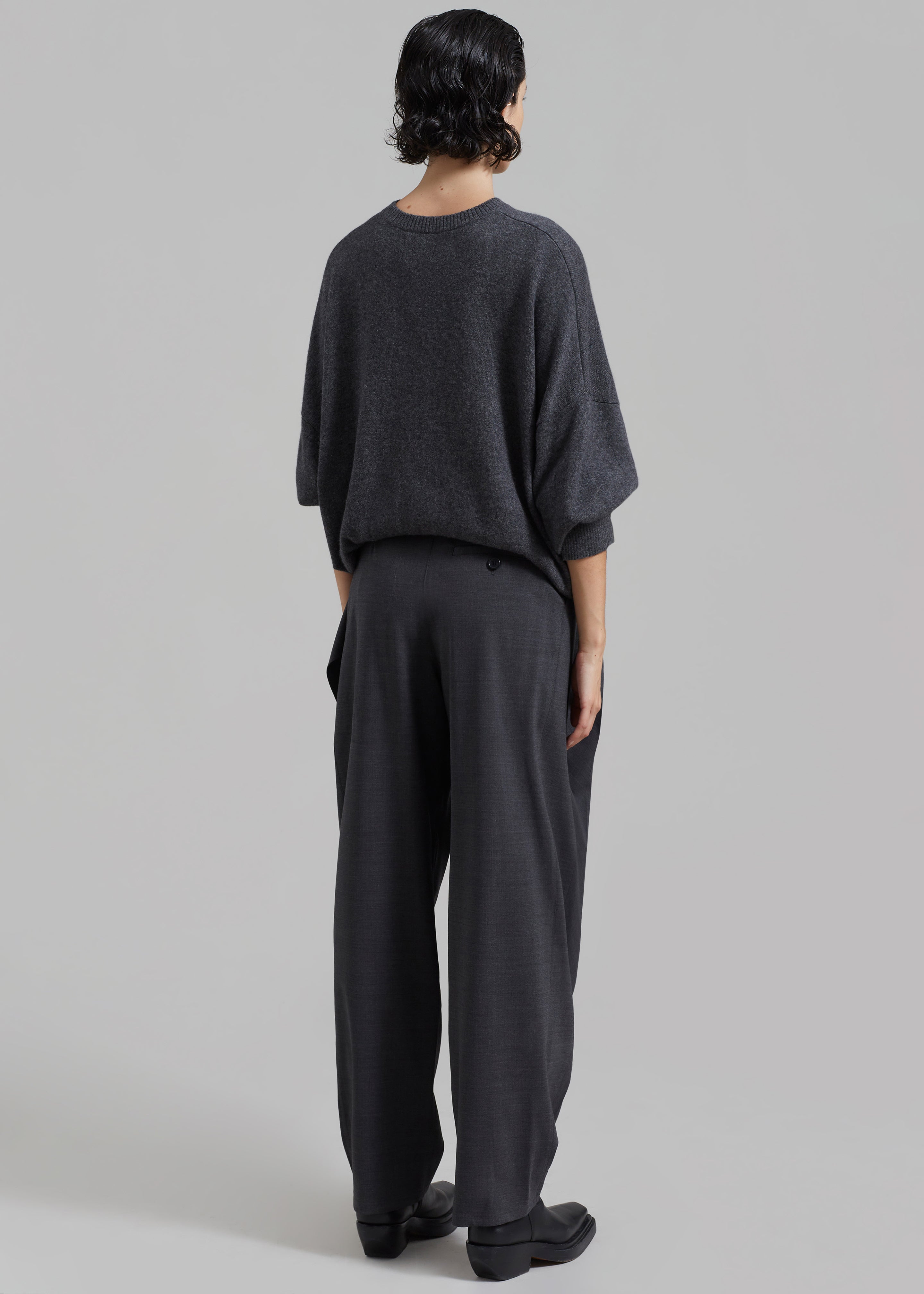 JW Anderson Padlock Strap Fold Over Trousers - Mid Grey Melange