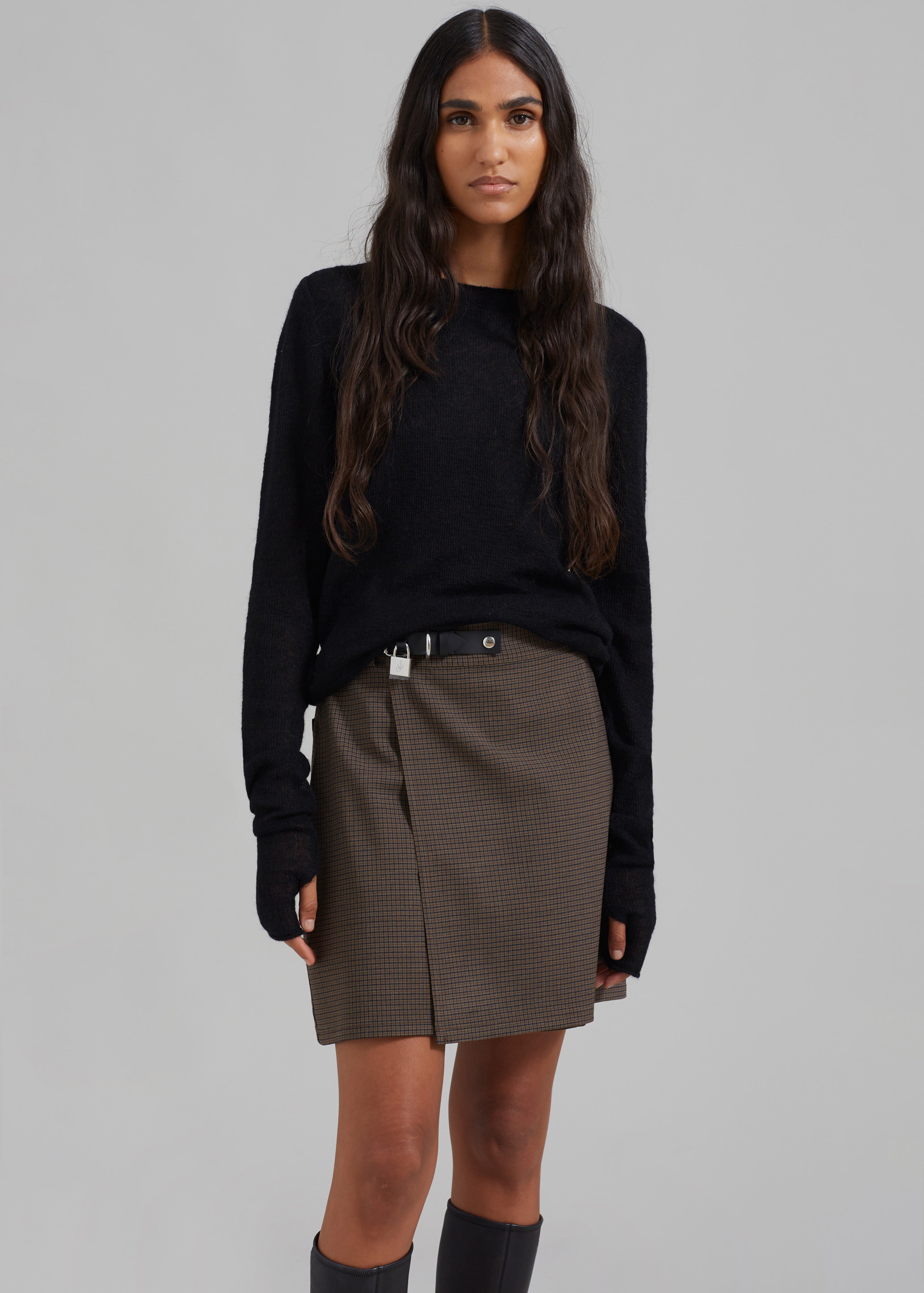 JW Anderson Padlock Strap Mini Skirt - Brown Sugar Comb | The Frankie Shop