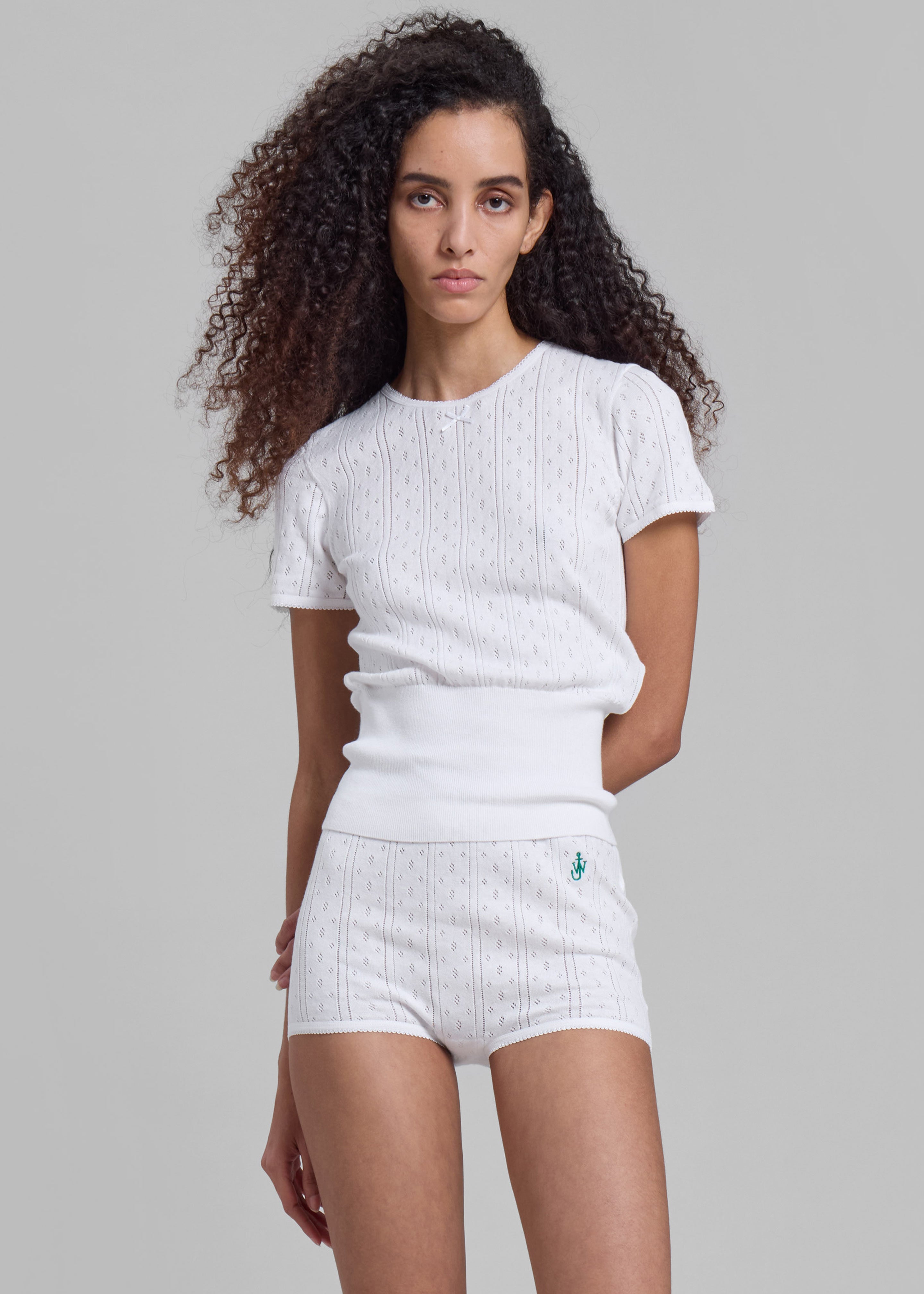 JW Anderson Pointelle Cap Sleeve Top - White - 2