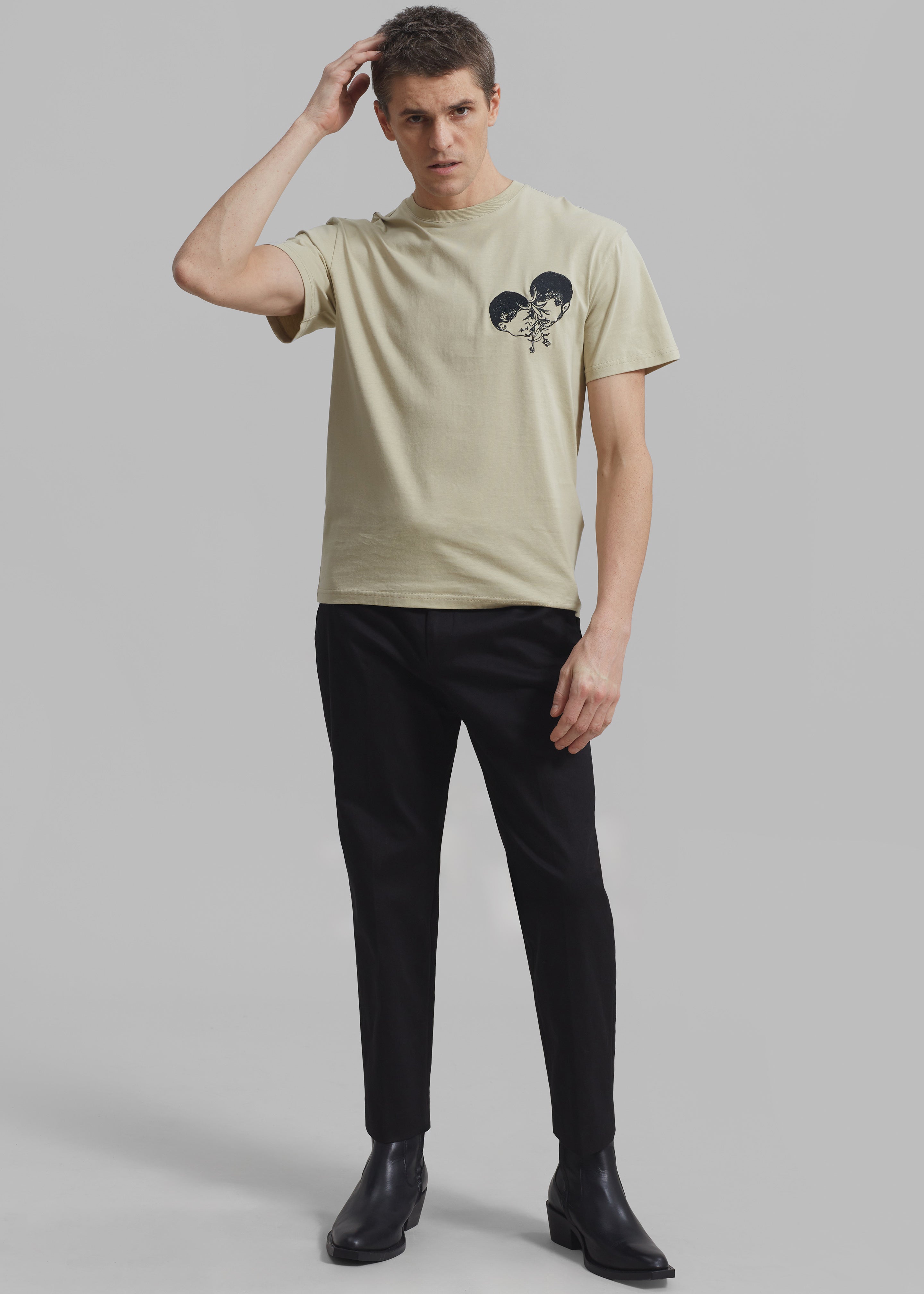JW Anderson Polo Couple Embroidery T-Shirt - Beige - 4