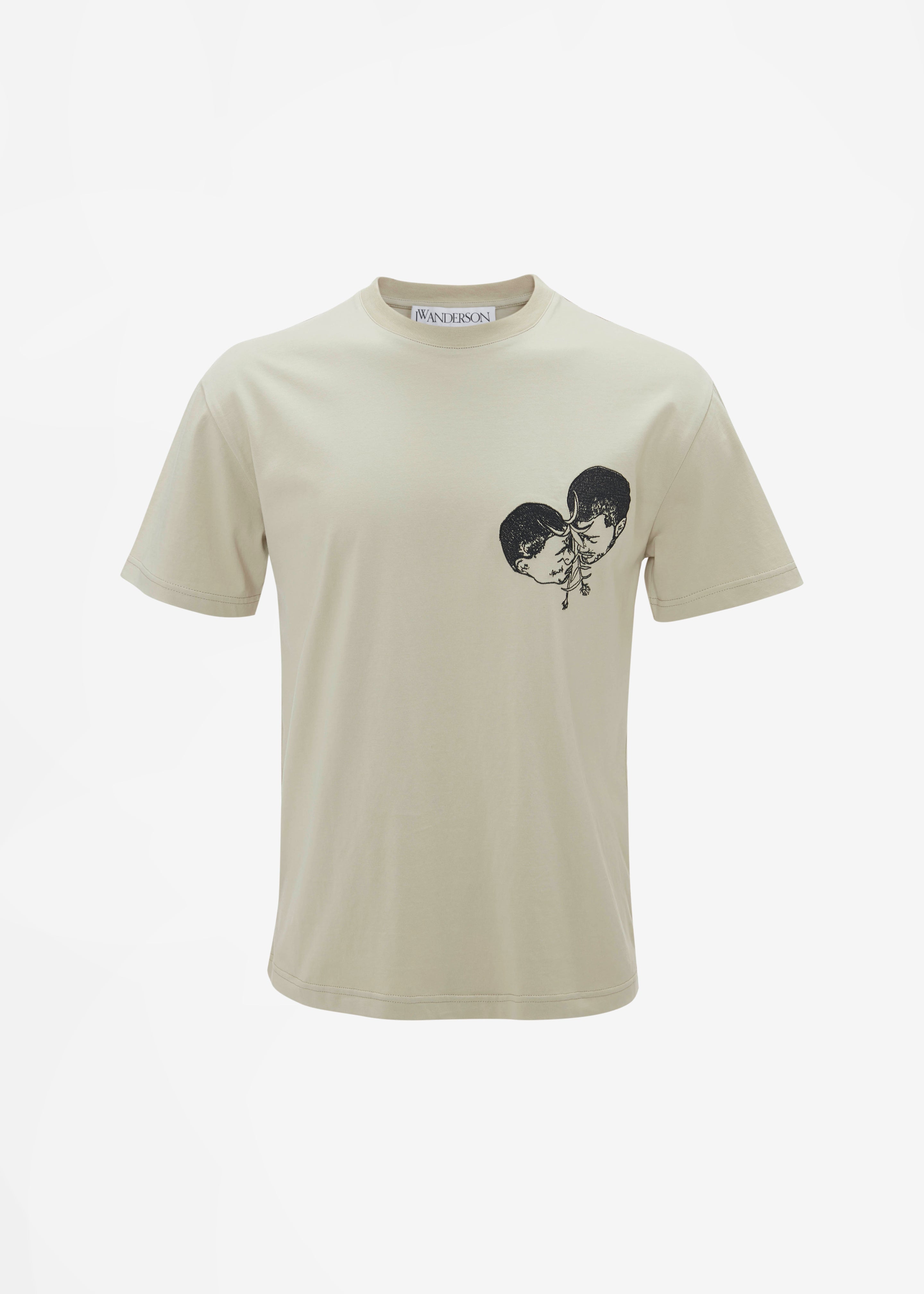JW Anderson Polo Couple Embroidery T-Shirt - Beige - 6
