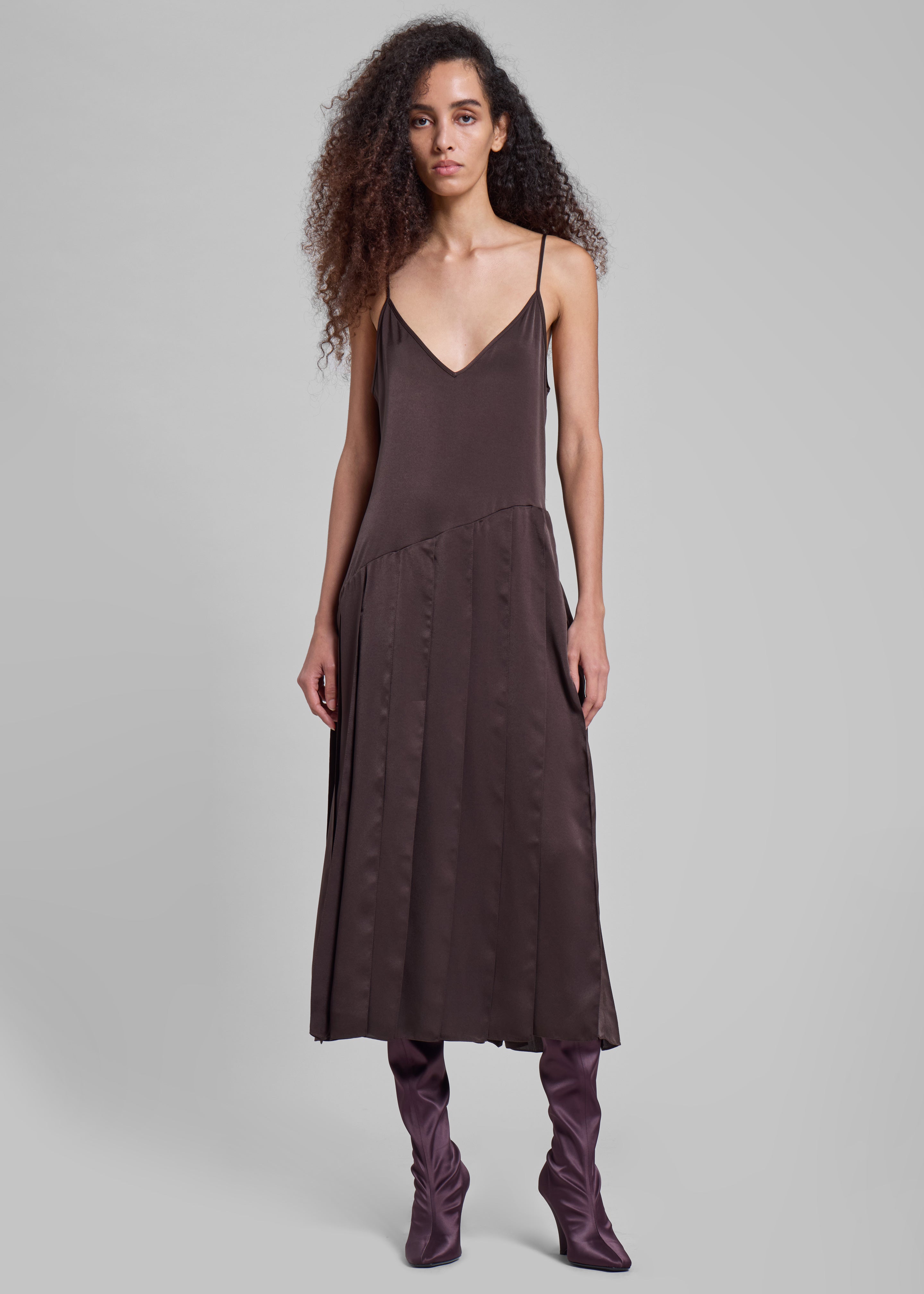 JW Anderson Ribbon Hem Strap Dress - Chocolate Brown - 6