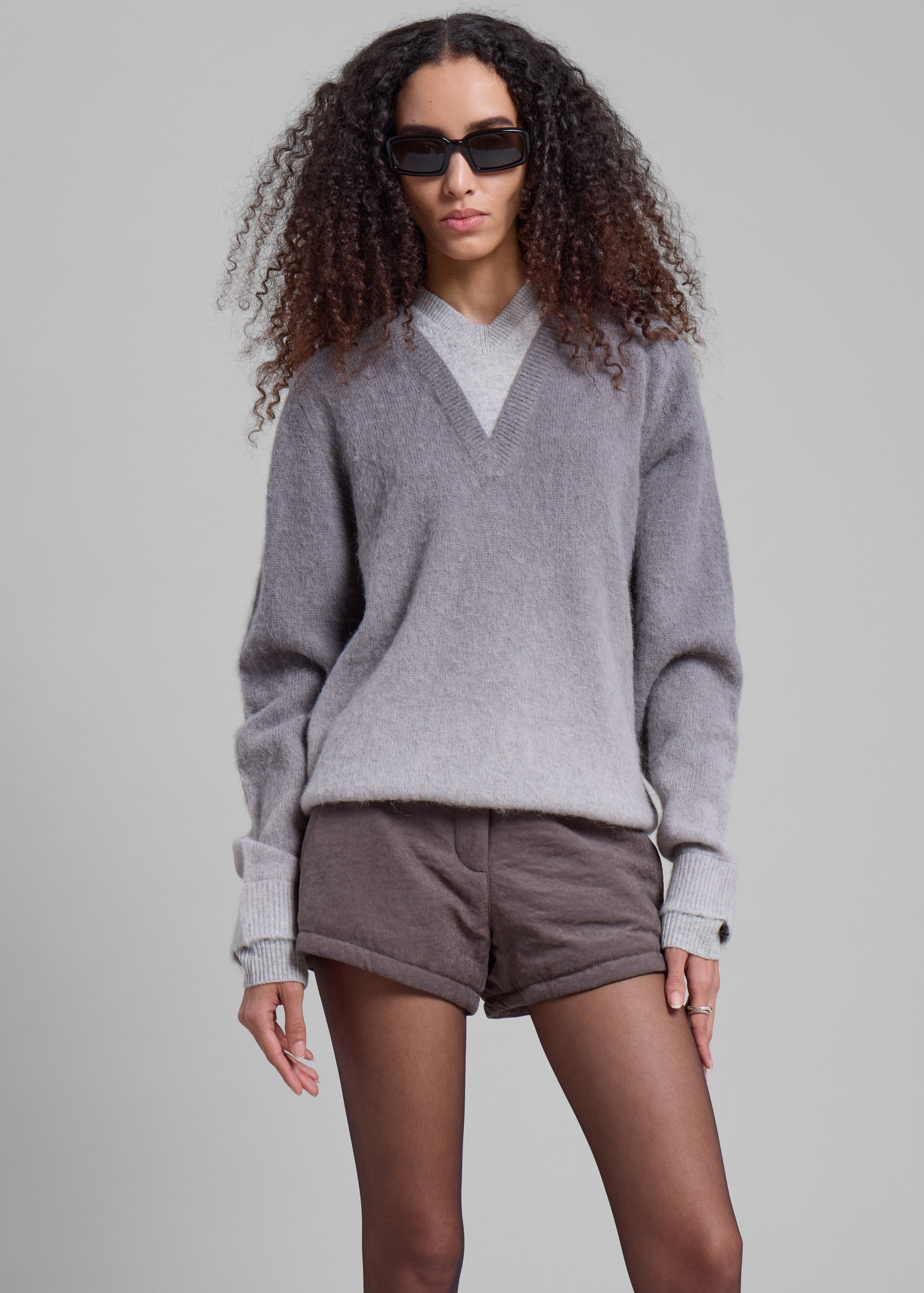 JW Anderson V-Neck Gradient Jumper - Dark Grey - 1