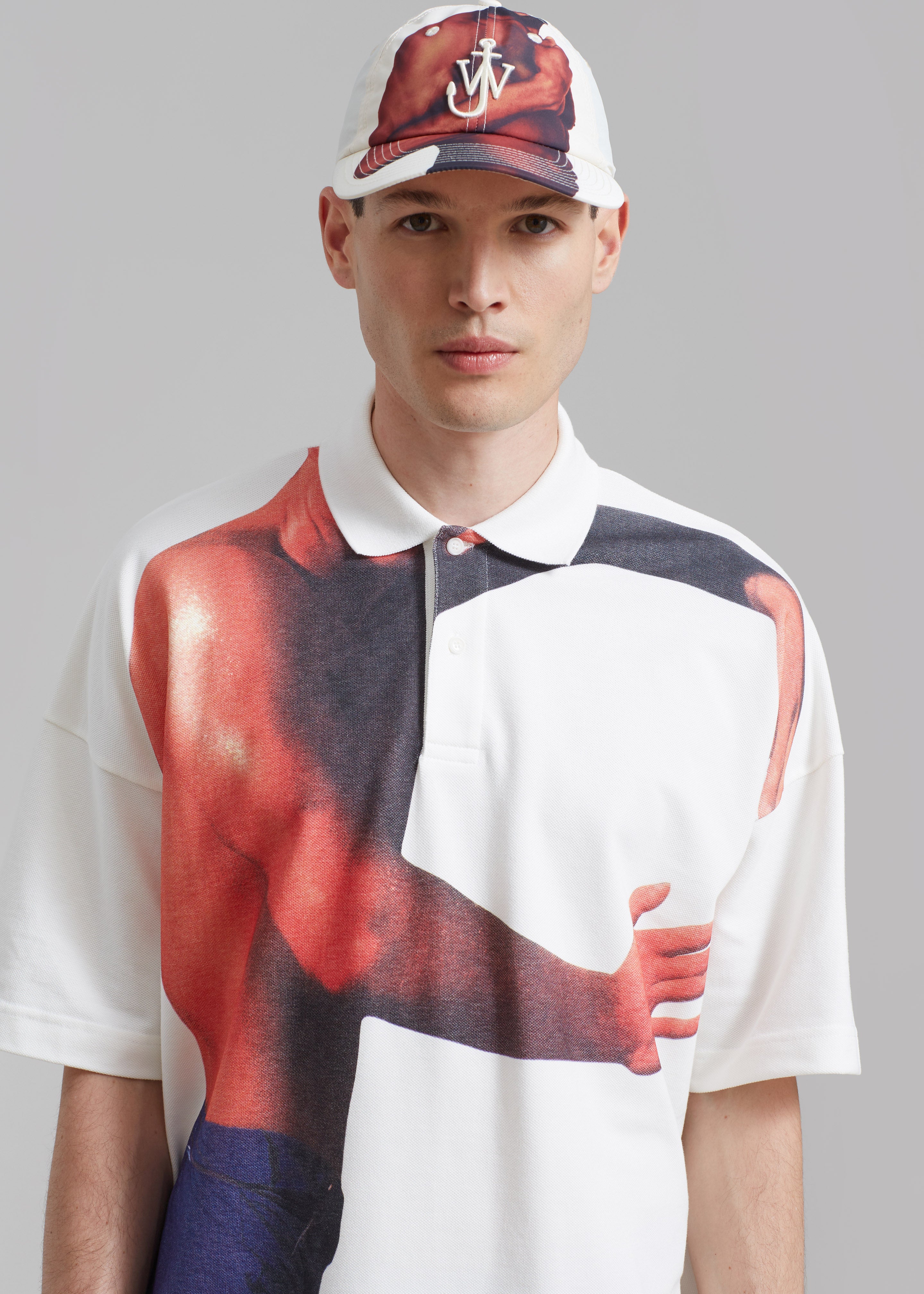 JW Anderson Profile Stud Printed Polo Shirt - Off White