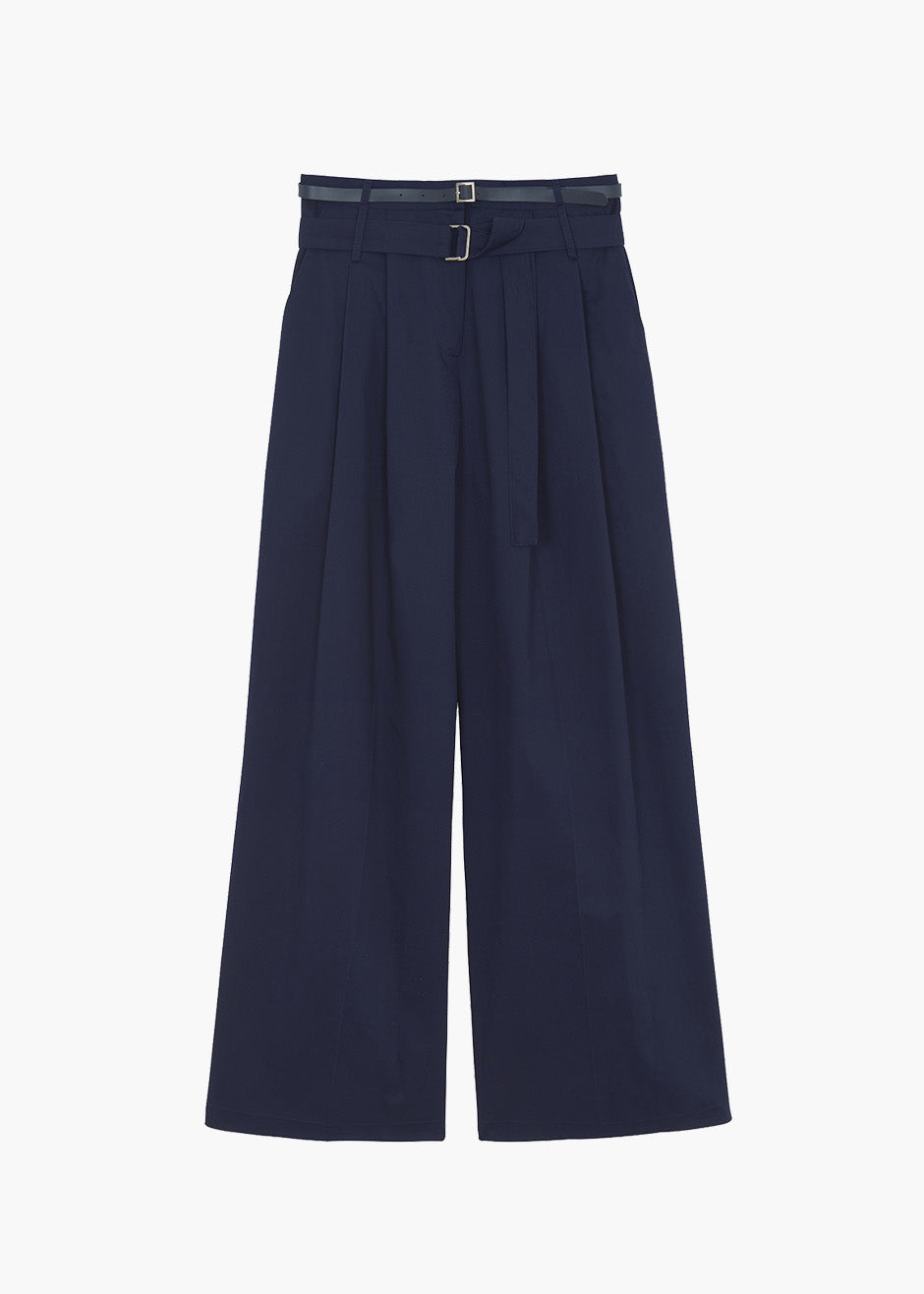 Joan Double Belted Pants - Navy - 9