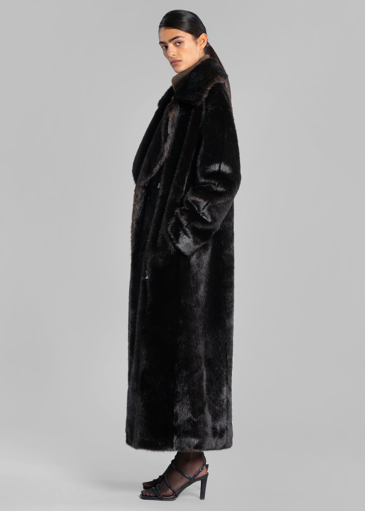Joni Faux Fur Coat - Dark Espresso - 3