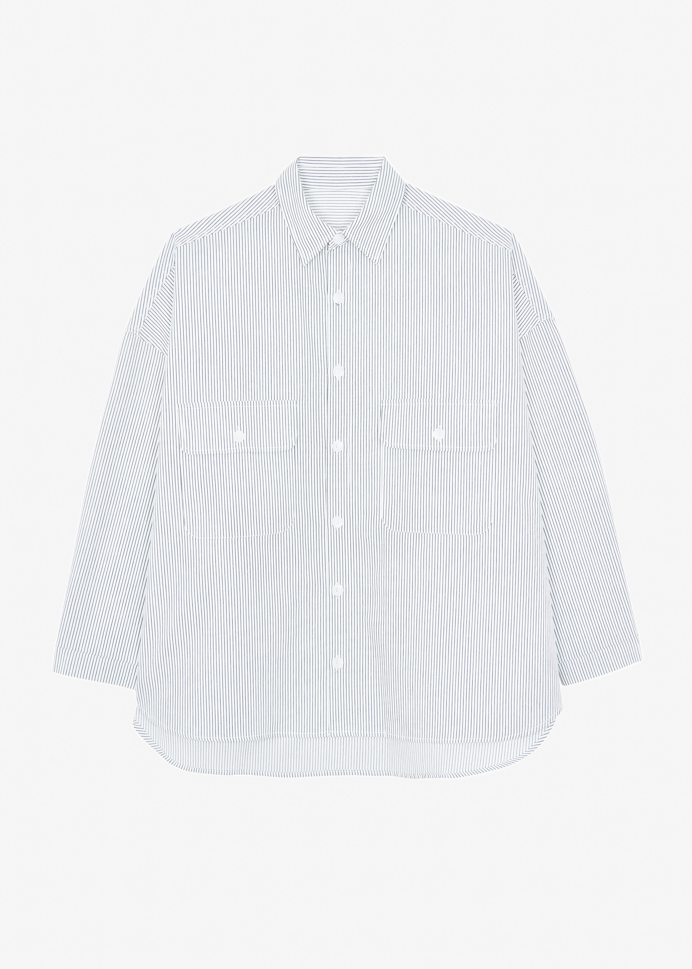Kaline White Pocket Shirt - Navy Stripe - 13